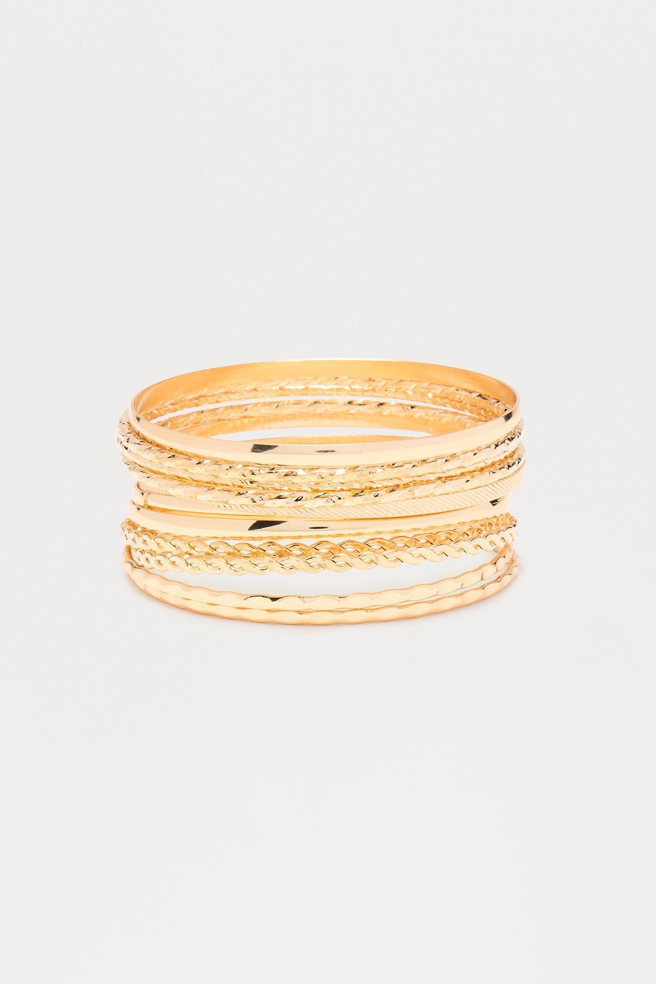 All On My Wrist 12 Piece Bangle Set - Gold Female Product Image