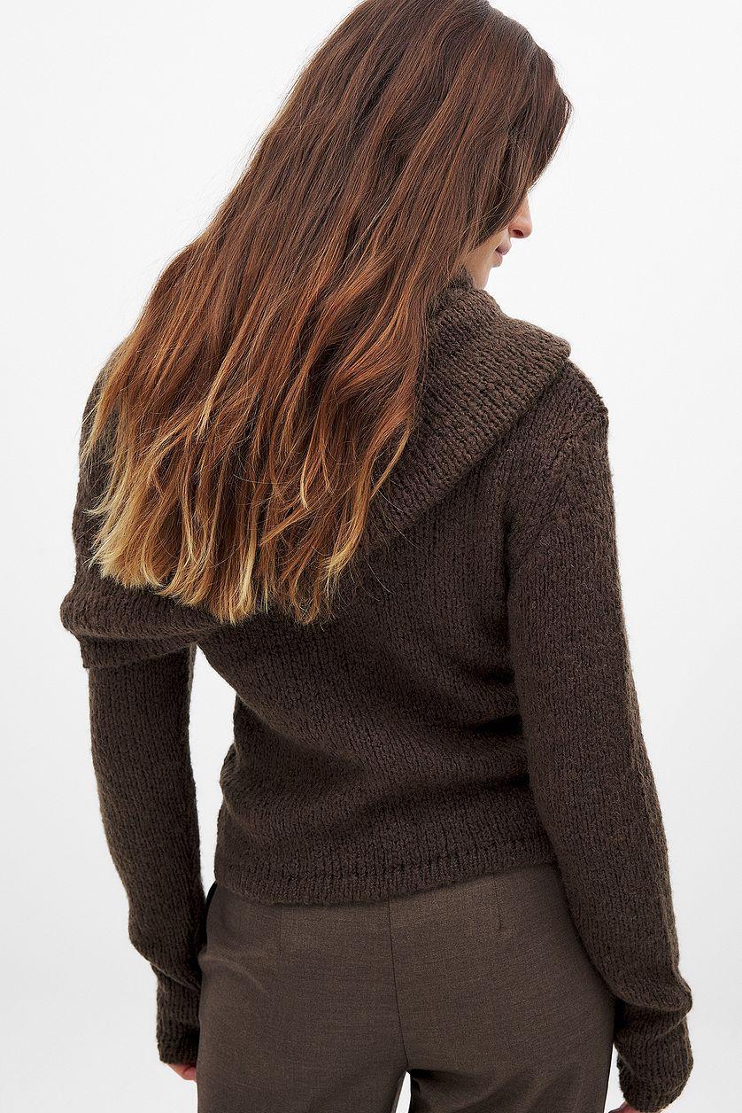 Wool Blend Neck Detail Overlap Sweater Product Image