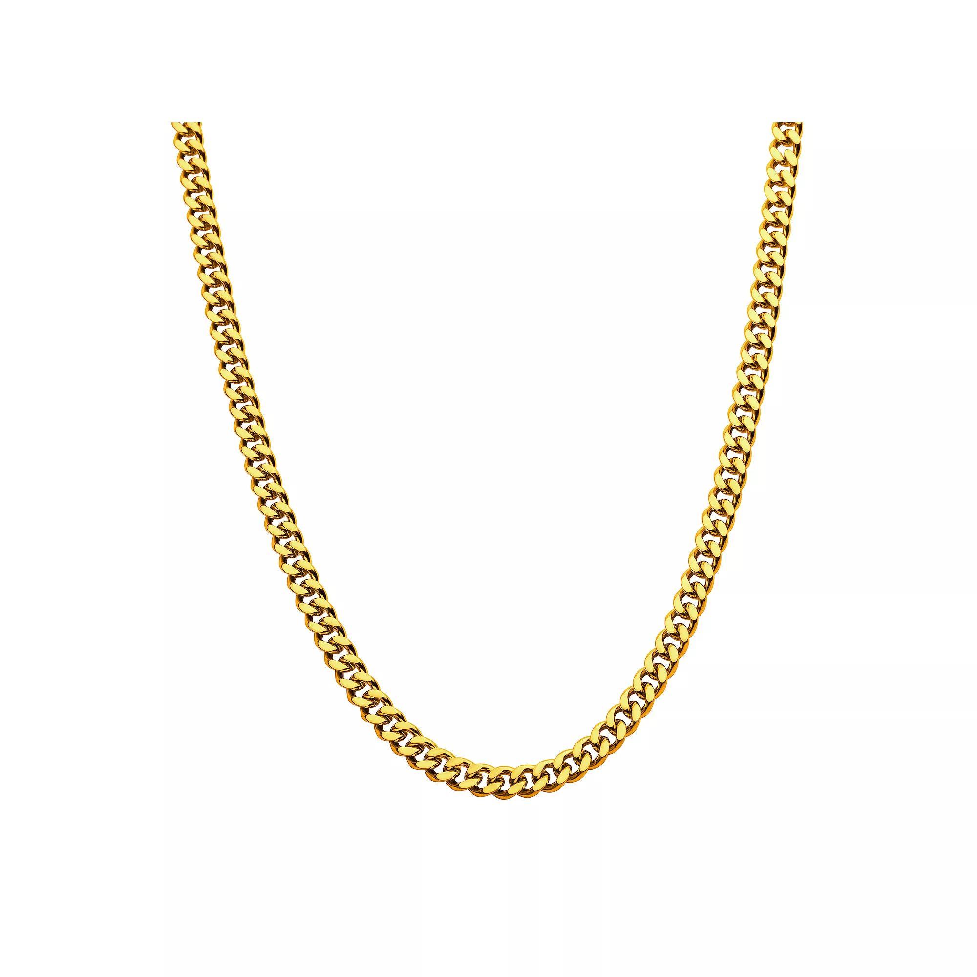 18k Gold Over Stainless Steel Curb Chain Necklace, Men's, Size: 24", Gold Tone 4mm Product Image