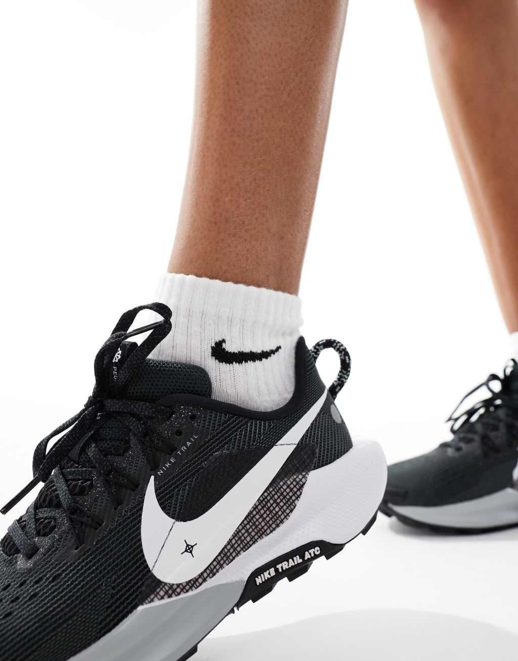 Nike Running Reactx Pegasus Trail 5 sneakers in black and white Product Image