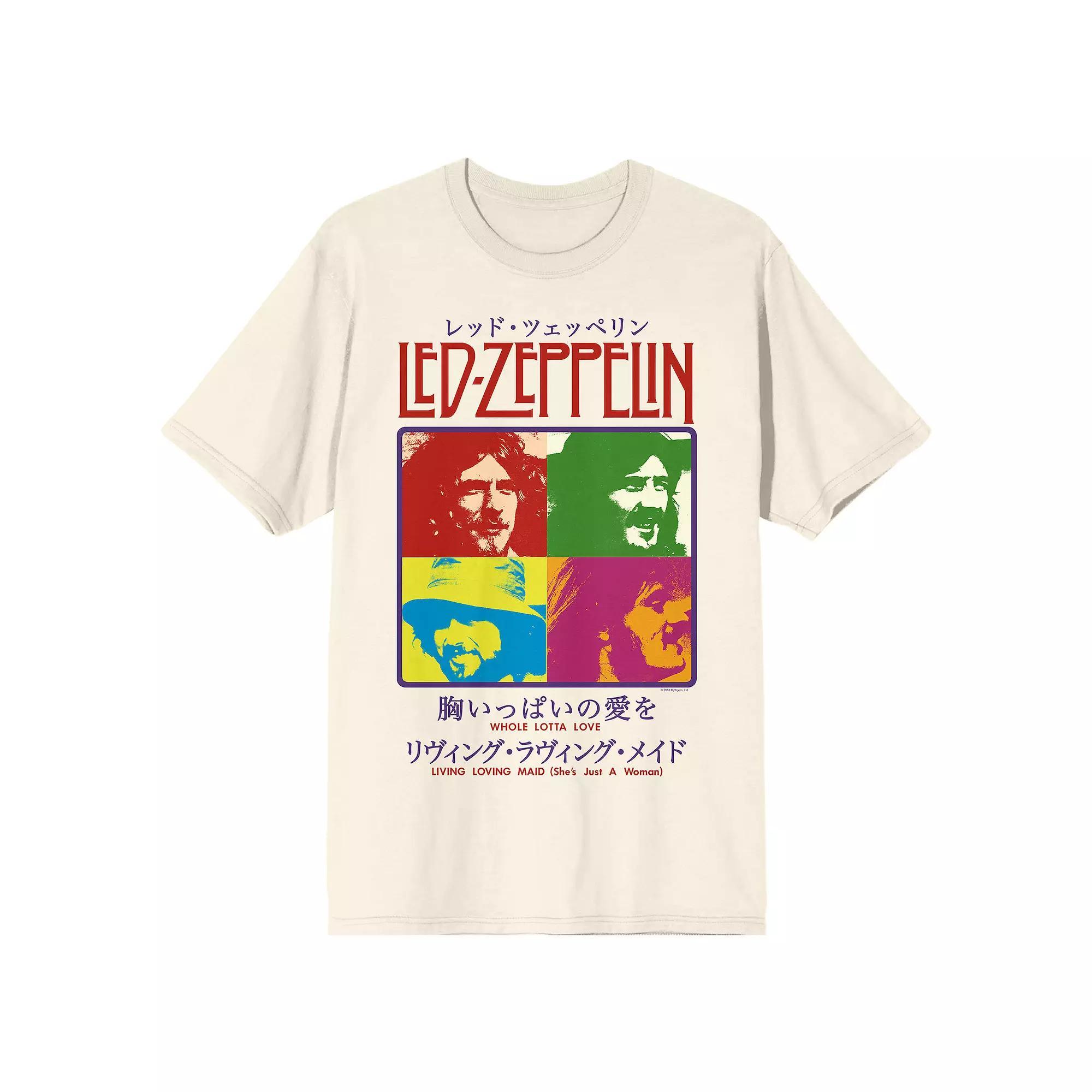 Men's Led Zeppelin Colorful Portraits Japanese Graphic Tee, Size: XXL, Beige Product Image