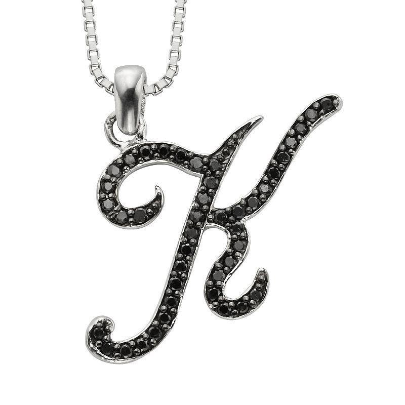 Jewelexcess Sterling Silver 1/4-ct. T.W. Black Diamond Initial Pendant, Womens Product Image