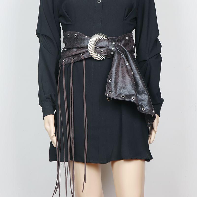 Fringe Faux Leather Thick Belt Product Image