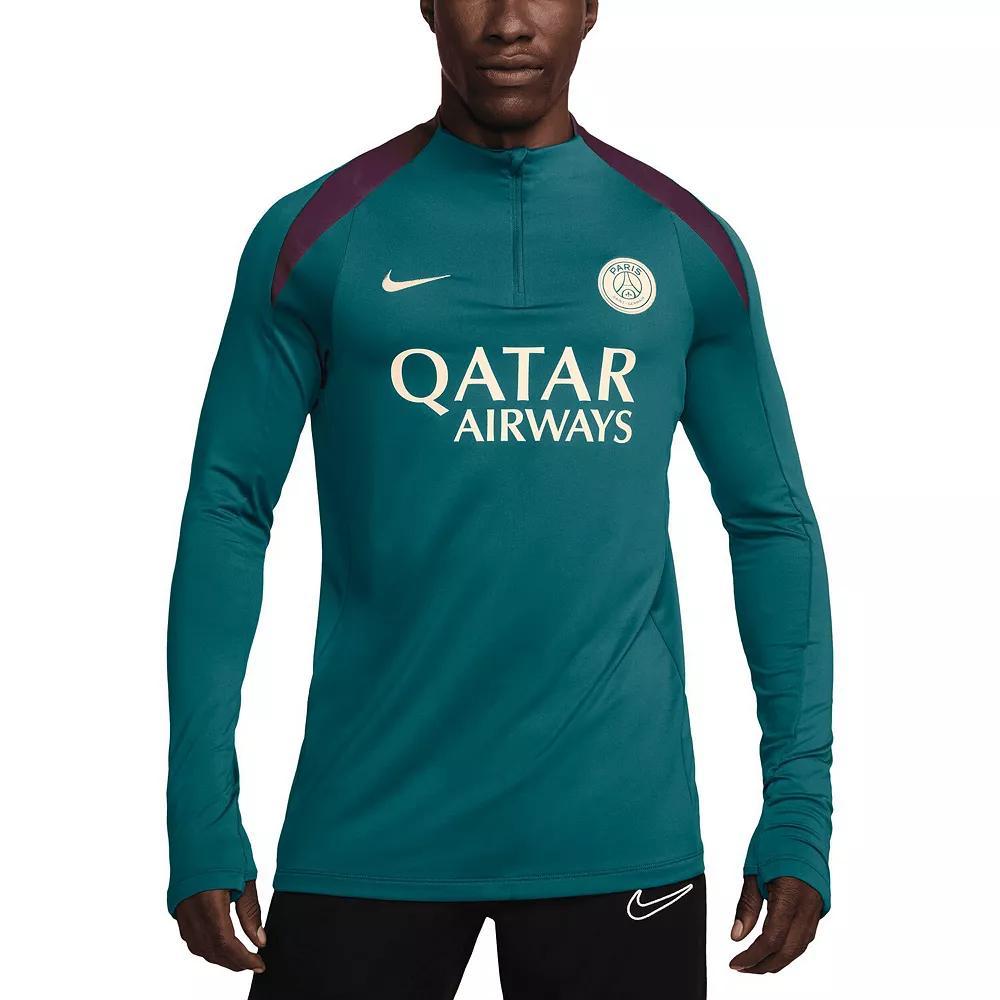 Men's Nike Teal Paris Saint-Germain 2024/25 Strike Drill Performance Quarter-Zip Long Sleeve Top,  Product Image