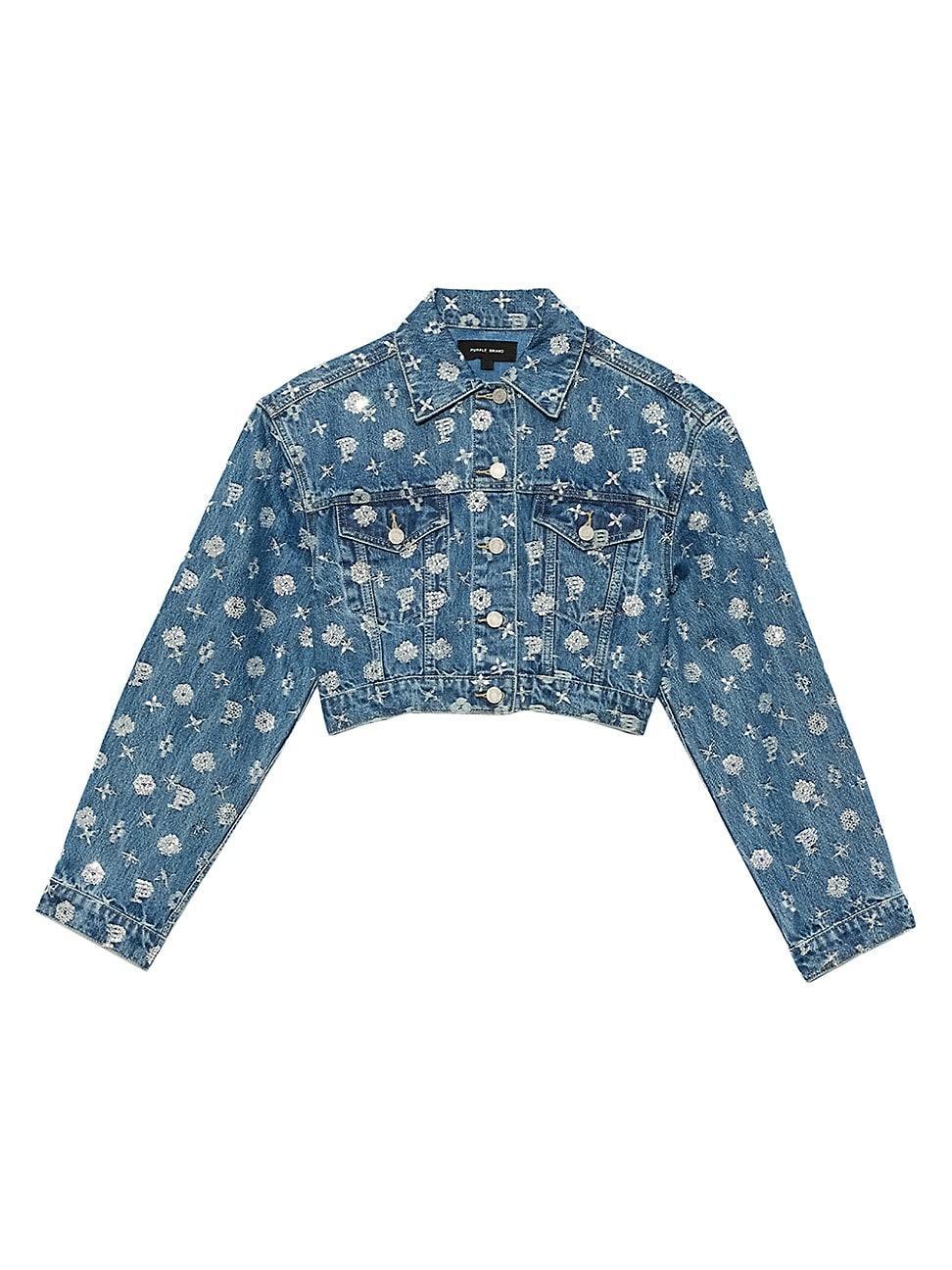 Cropped Mono Bling Denim Jacket Product Image