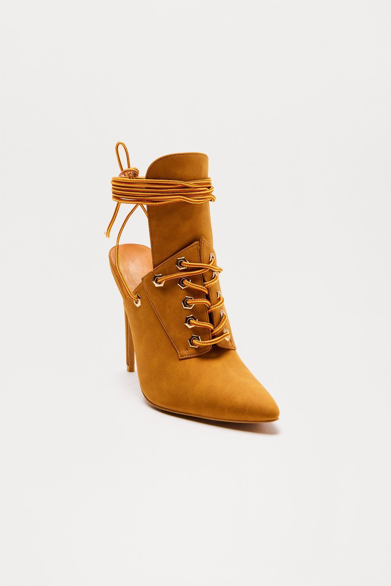 Tate Lace Up Booties - Tan Product Image