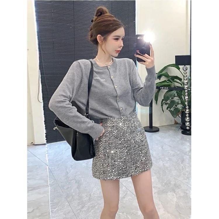 High Rise Sequin Mini Skirt Product Image