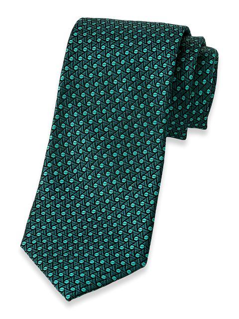 Geometric Woven Silk Tie - Teal Product Image