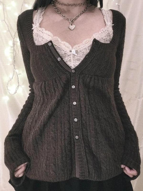 Vintage Button Knitted Cardigan Product Image