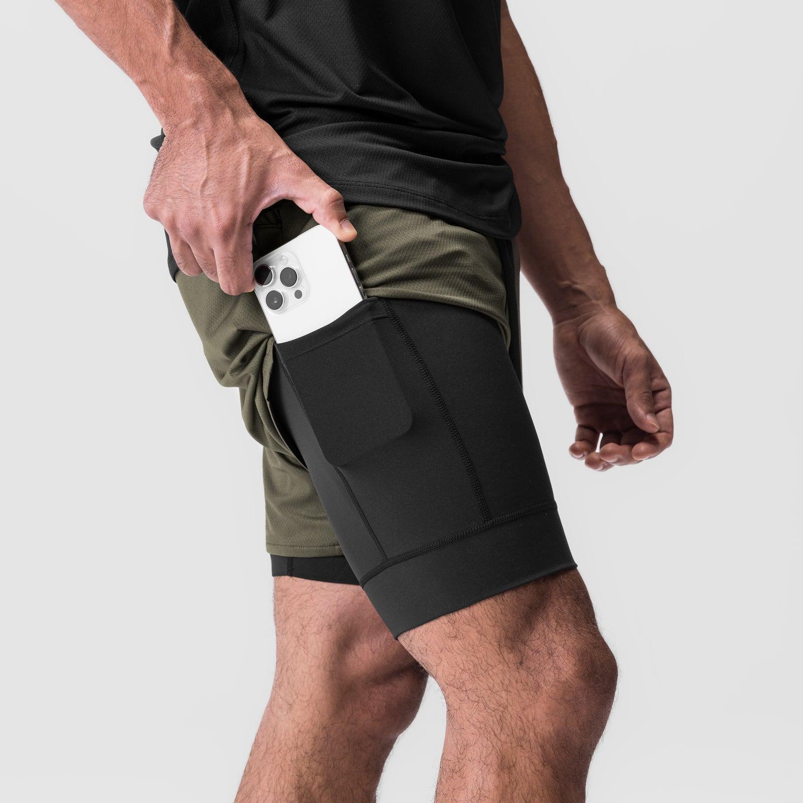 0828. AeroSilver® 5" Liner Short - Olive "Wings"/Black Product Image