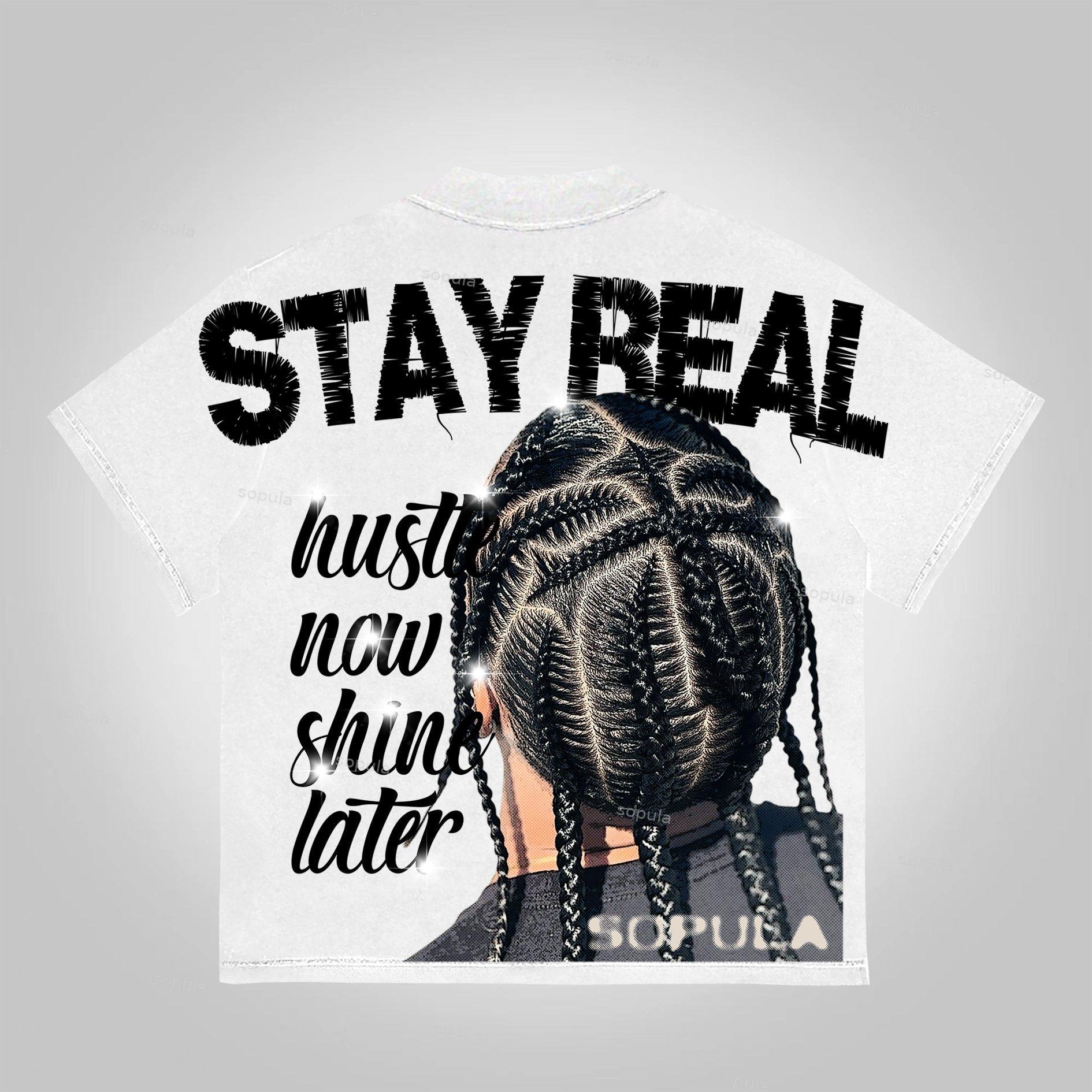 Sopula Stay Raw Stay Real Cross Dirty Braid Character Graphics Cotton T-Shirt Product Image