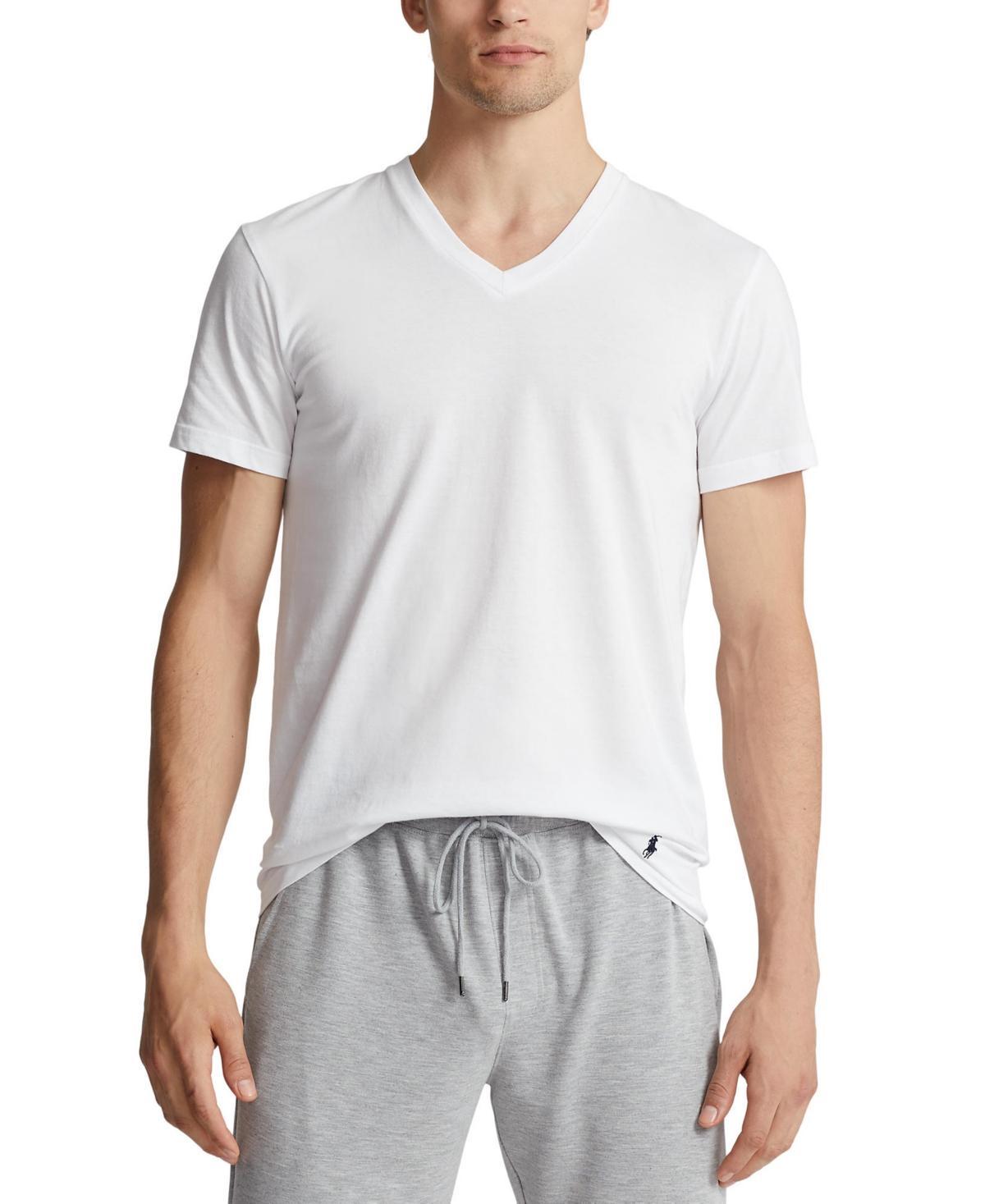 POLO RALPH LAUREN Men's 5+1 Free Bonus Pack. Cotton Classic-fit V-neck Undershirts In White With Cruise Navy Pp Product Image