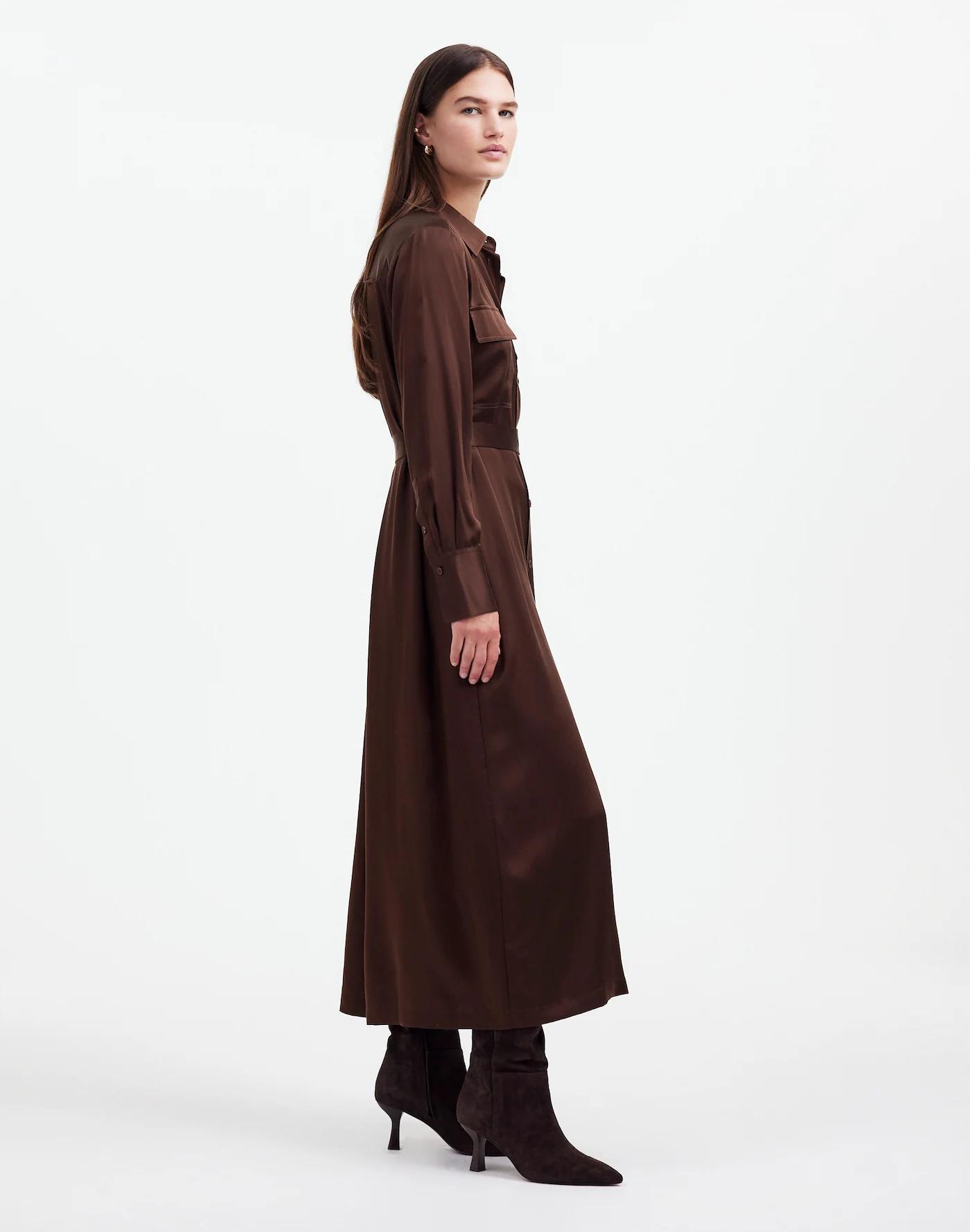 Silk Belted Midi Shirtdress Product Image