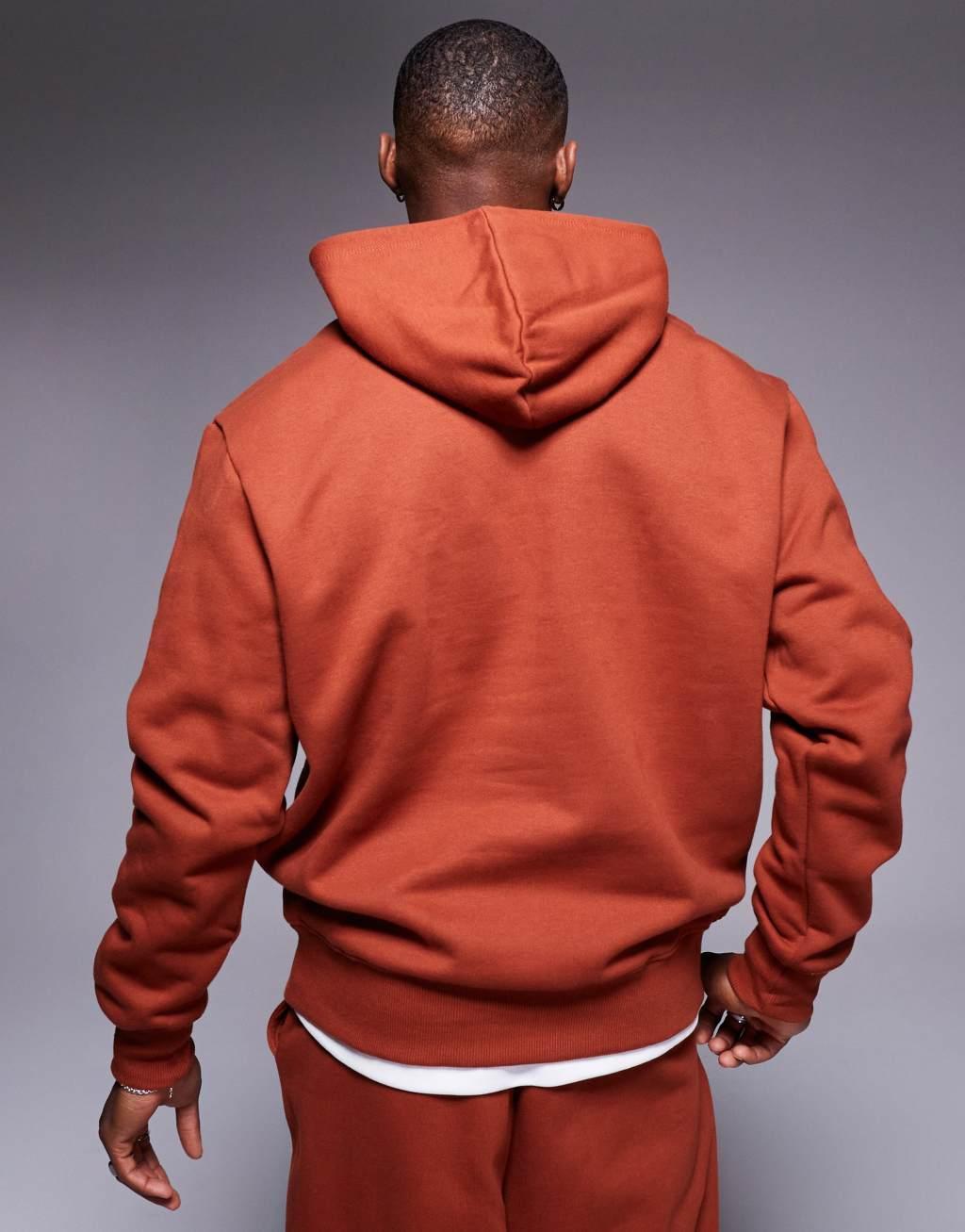 ASOS DESIGN premium heavyweight oversized hoodie in burnt red - part of a set Product Image