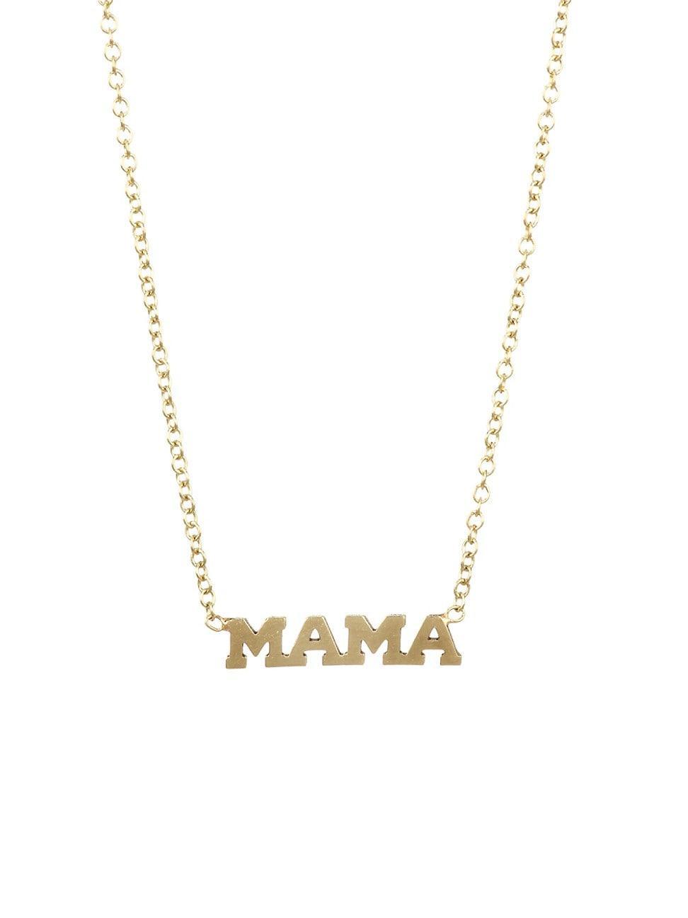 Zoe Chicco 14K Yellow Gold Itty Bitty Mama Necklace, 16 Product Image