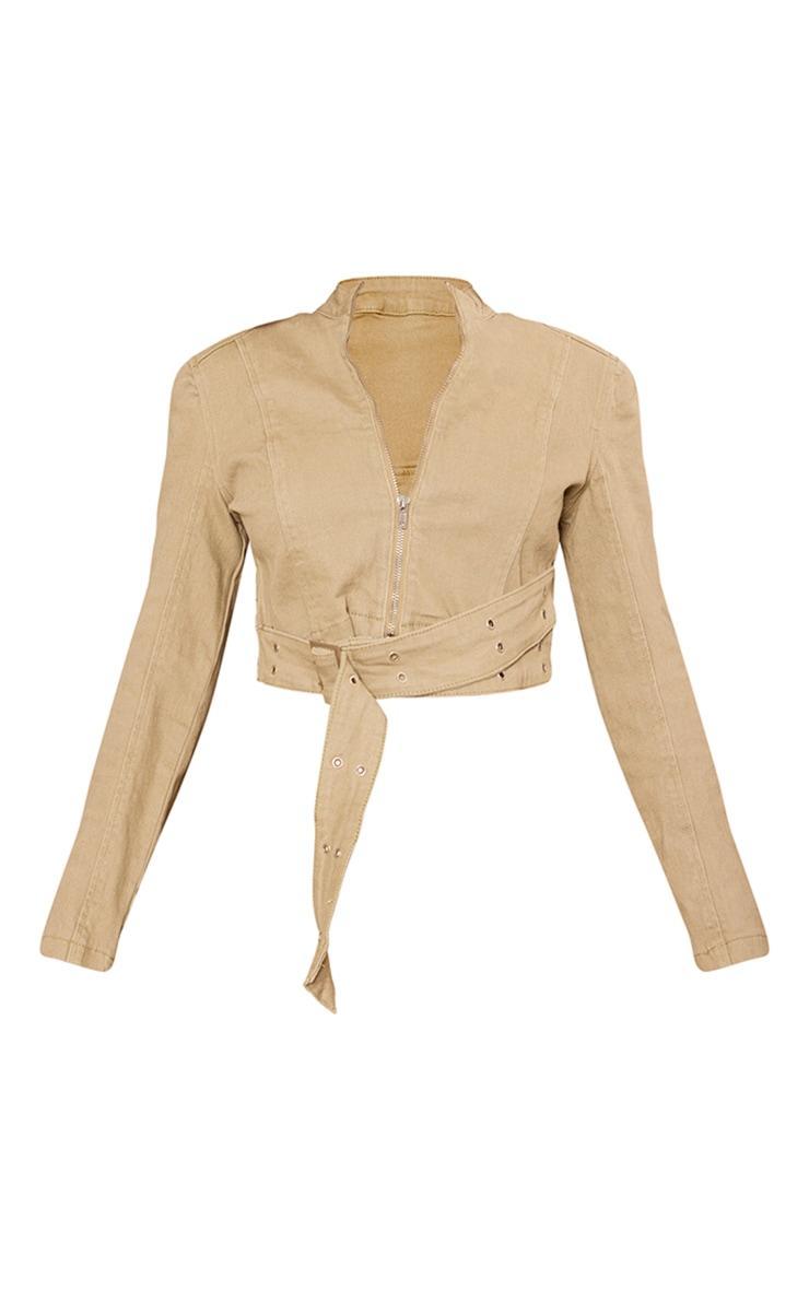 Petite Light Khaki Denim Belt Detail Jacket Product Image