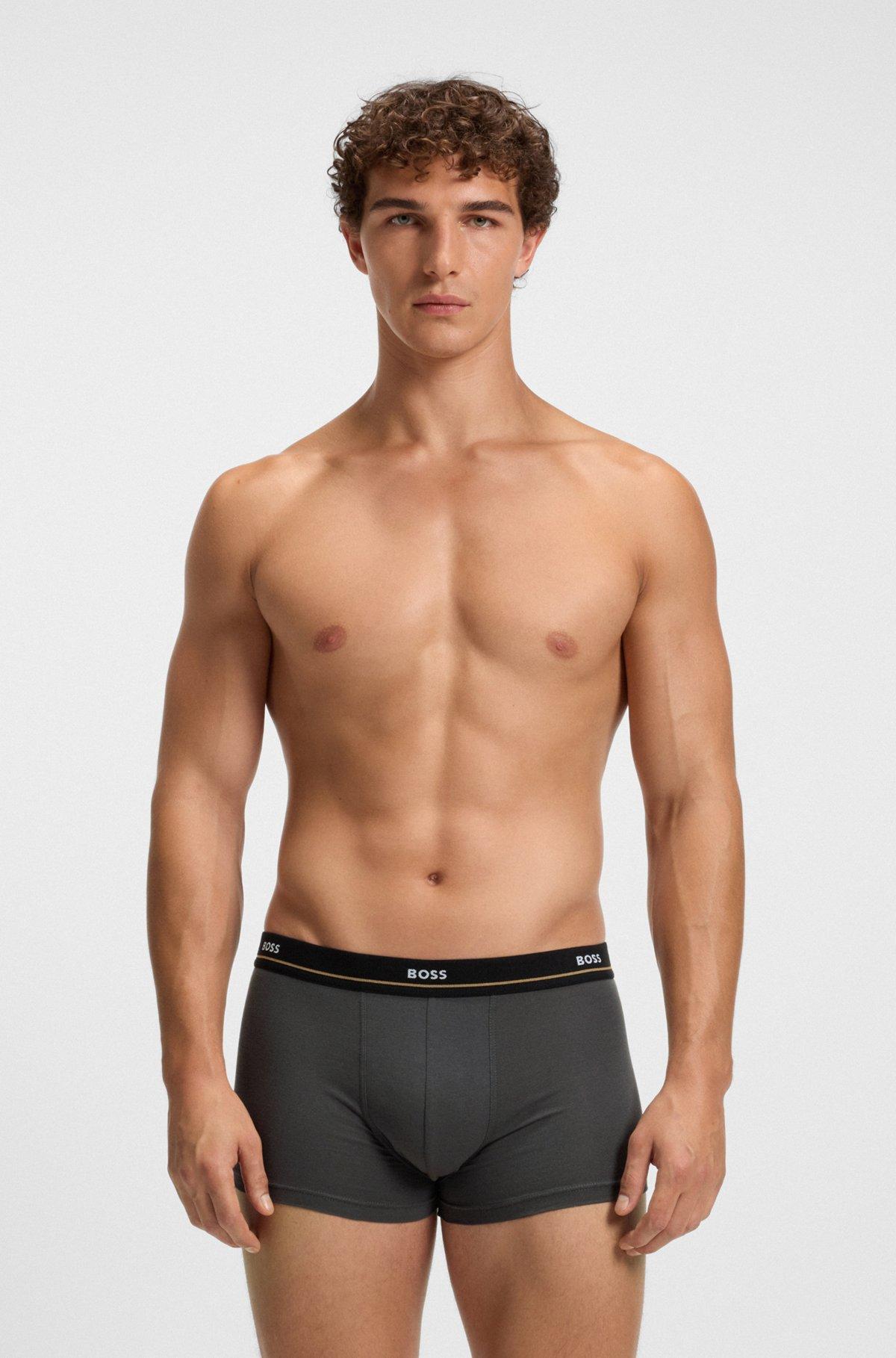 Three-pack of stretch-cotton trunks with logo waistbands Product Image