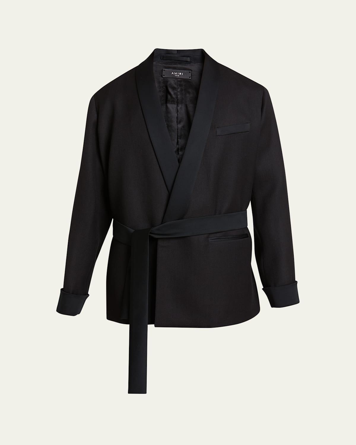 Mens Satin-Trim Smoking Jacket Product Image