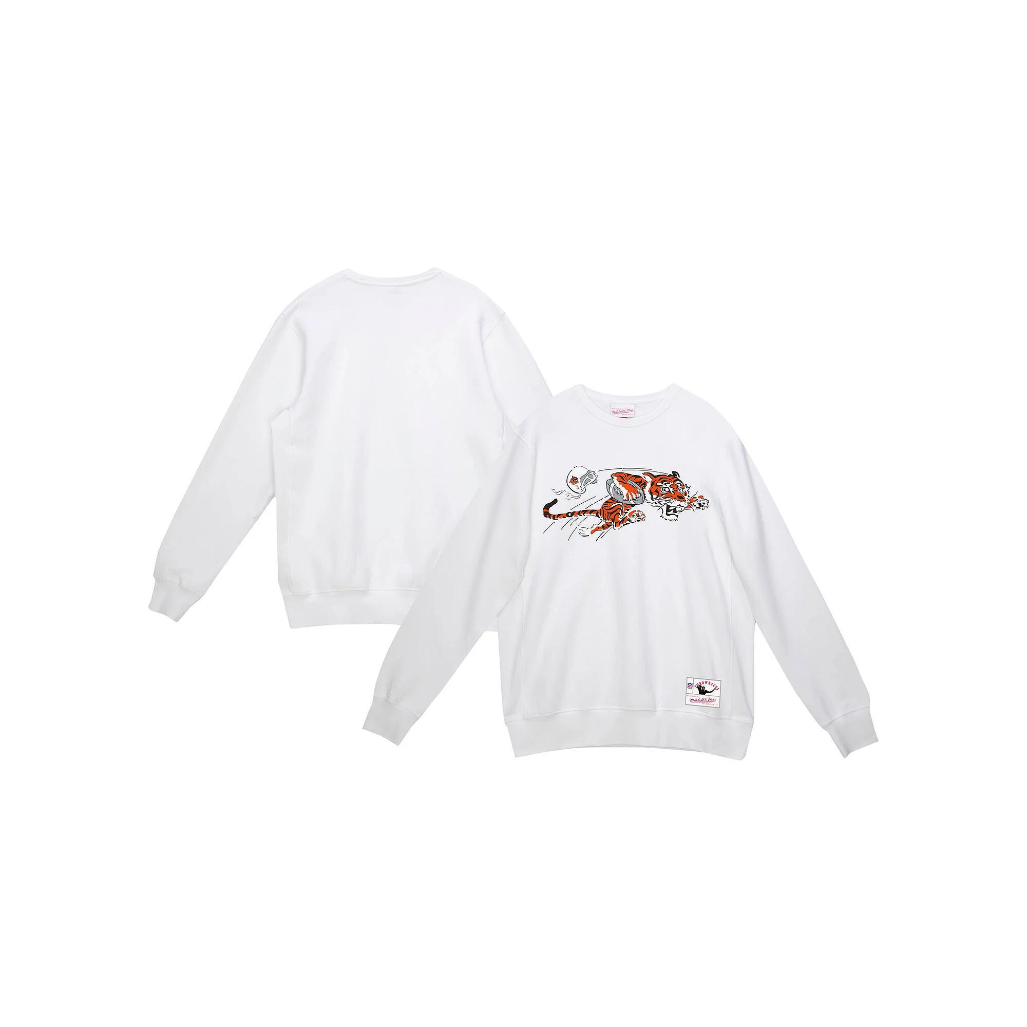 Men's Mitchell & Ness White Cincinnati Bengals Basic Fleece Pullover Sweatshirt, Size: Small Product Image