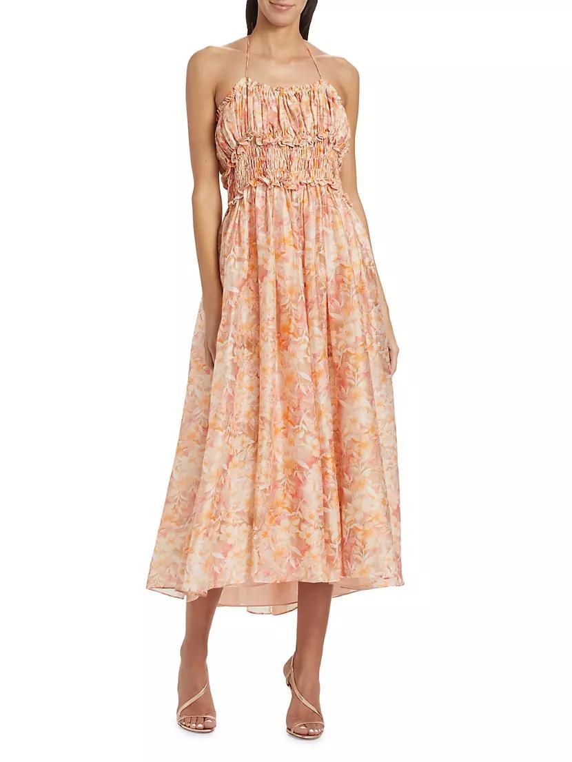 Malese Floral Shirred Midi-Dress Product Image