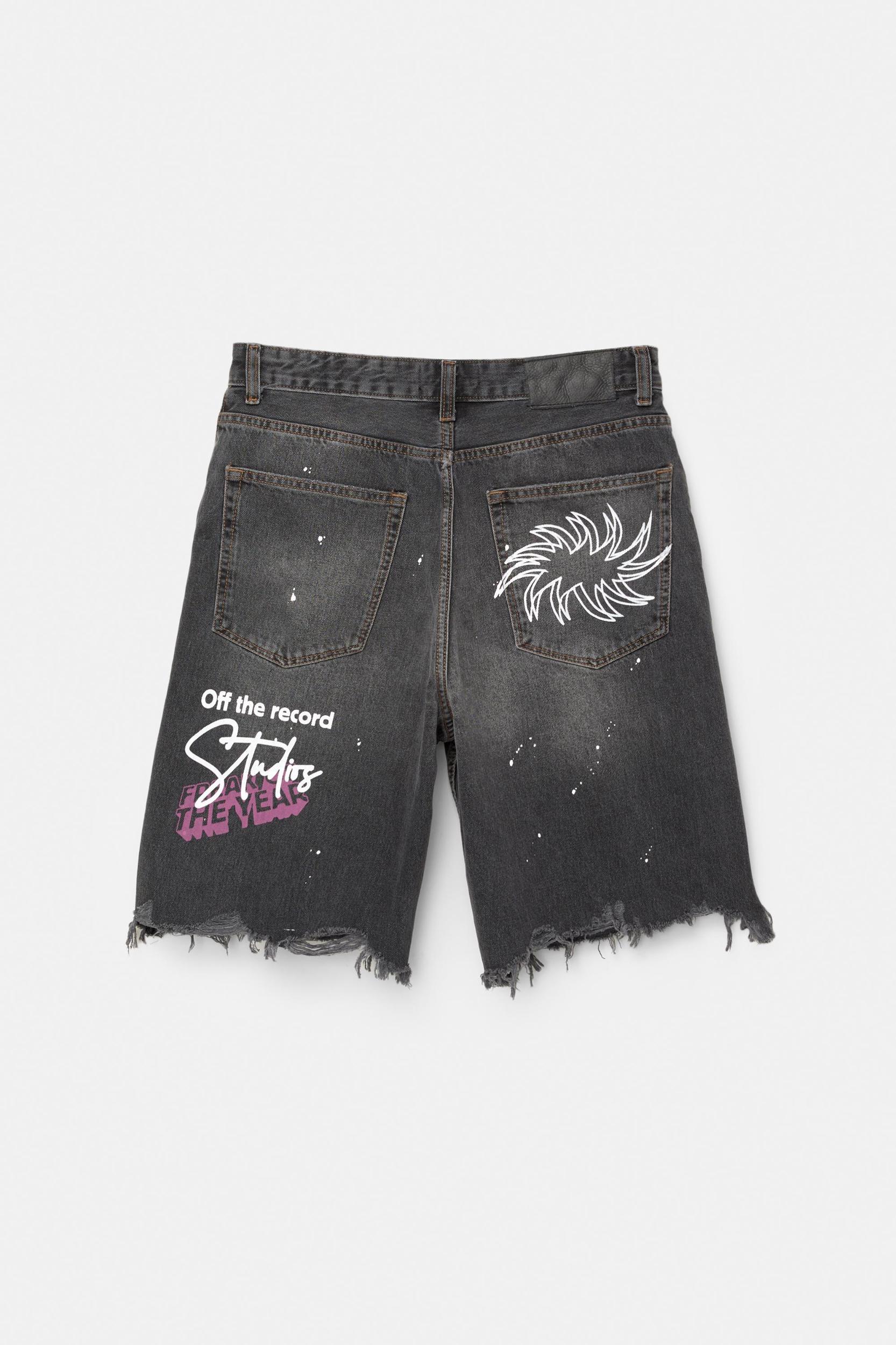 Ripped denim Bermuda shorts Product Image