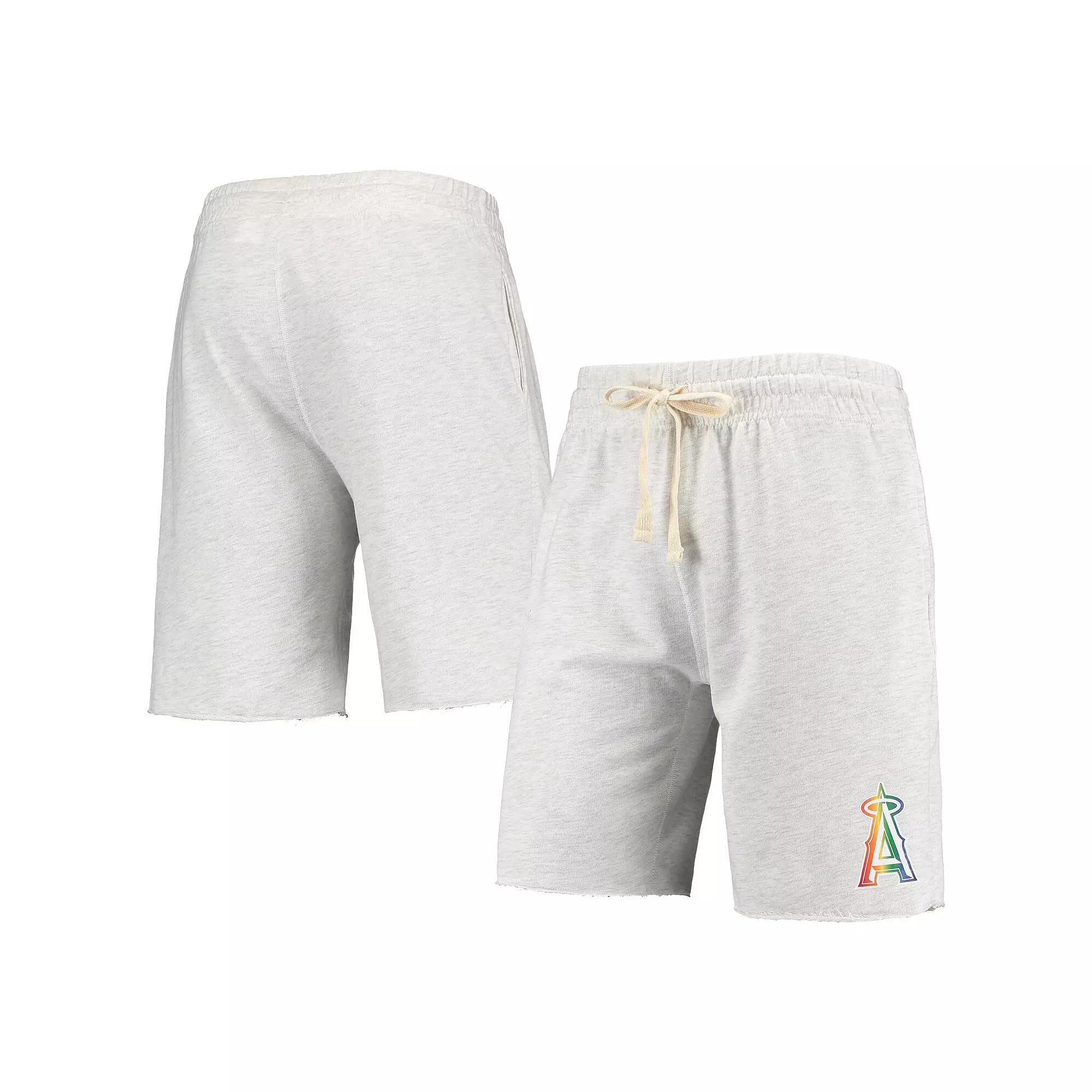 Men's Concepts Sport Oatmeal Los Angeles Angels Mainstream Logo Terry Tri-Blend Shorts,  Product Image