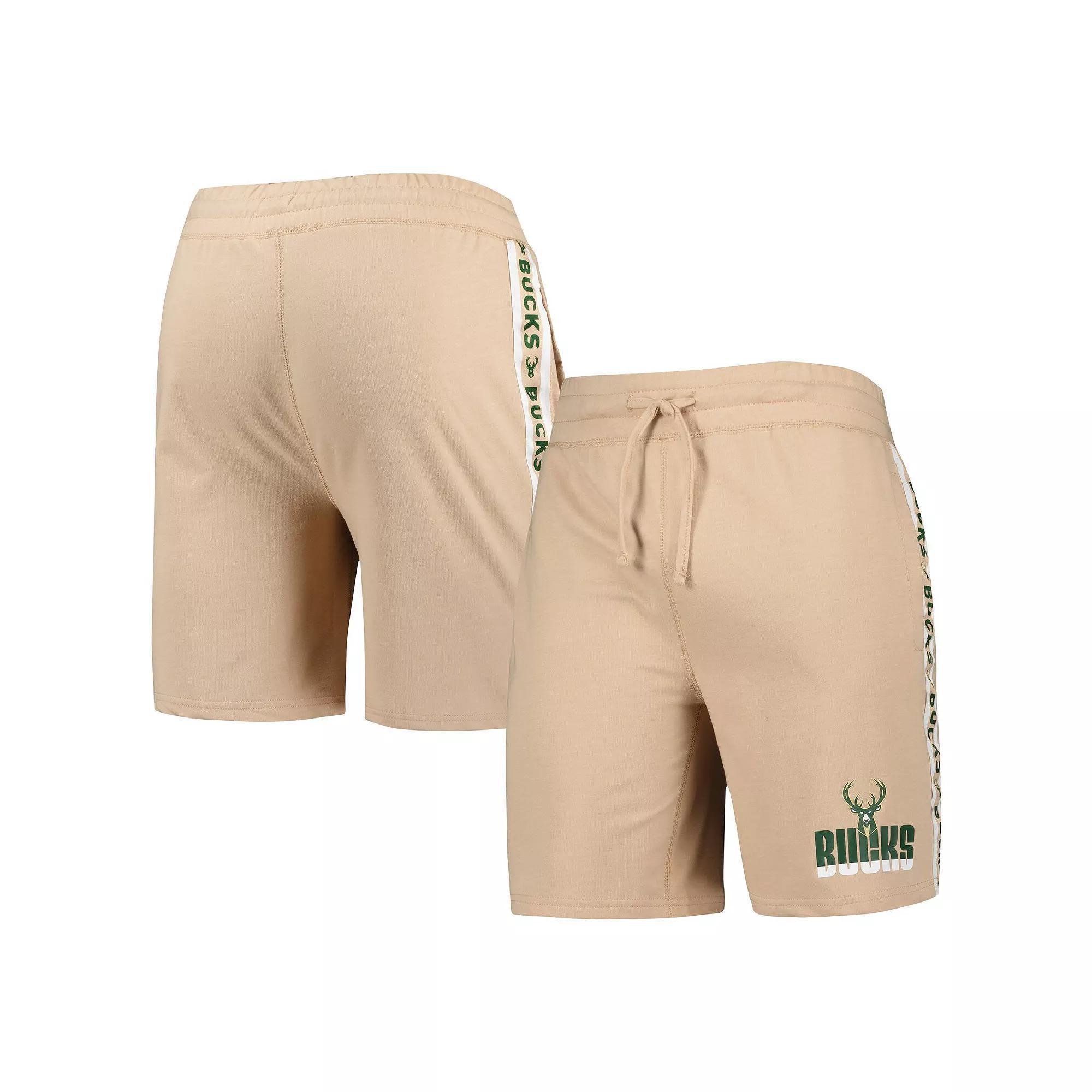 Men's Concepts Sport  Tan Milwaukee Bucks Team Stripe Shorts, Size: Medium Product Image