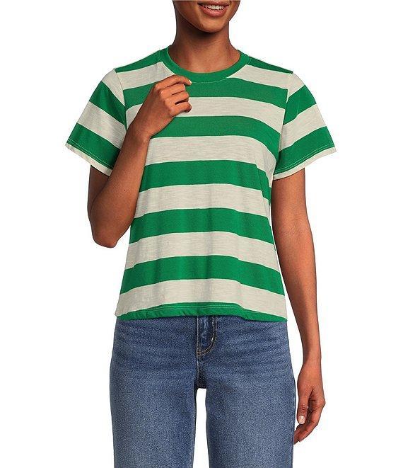 Copper Key Stripe Short Sleeve Boxy T-Shirt Product Image