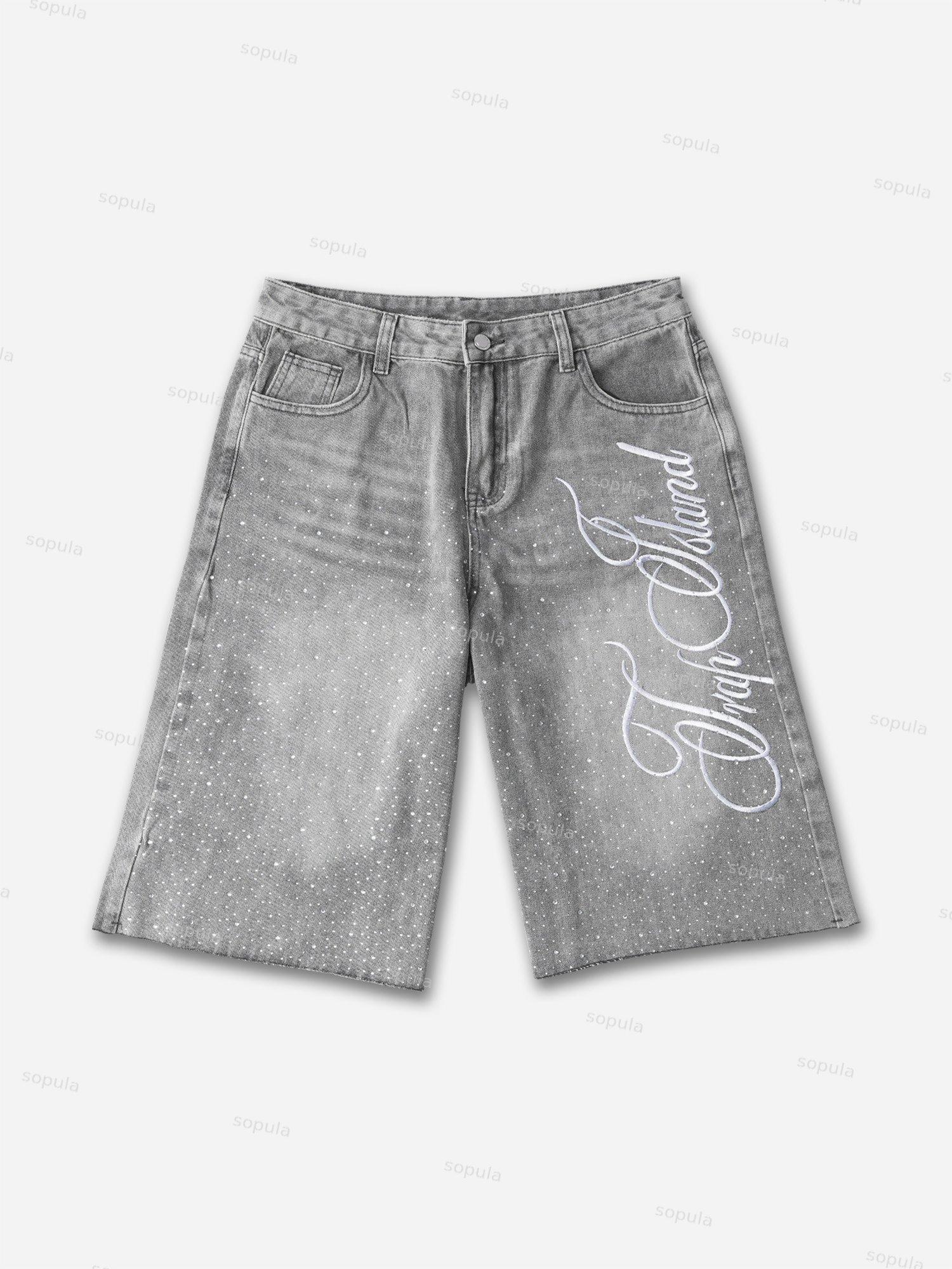 Vintage Washed High Street Jorts Distressed Denim Shorts Product Image
