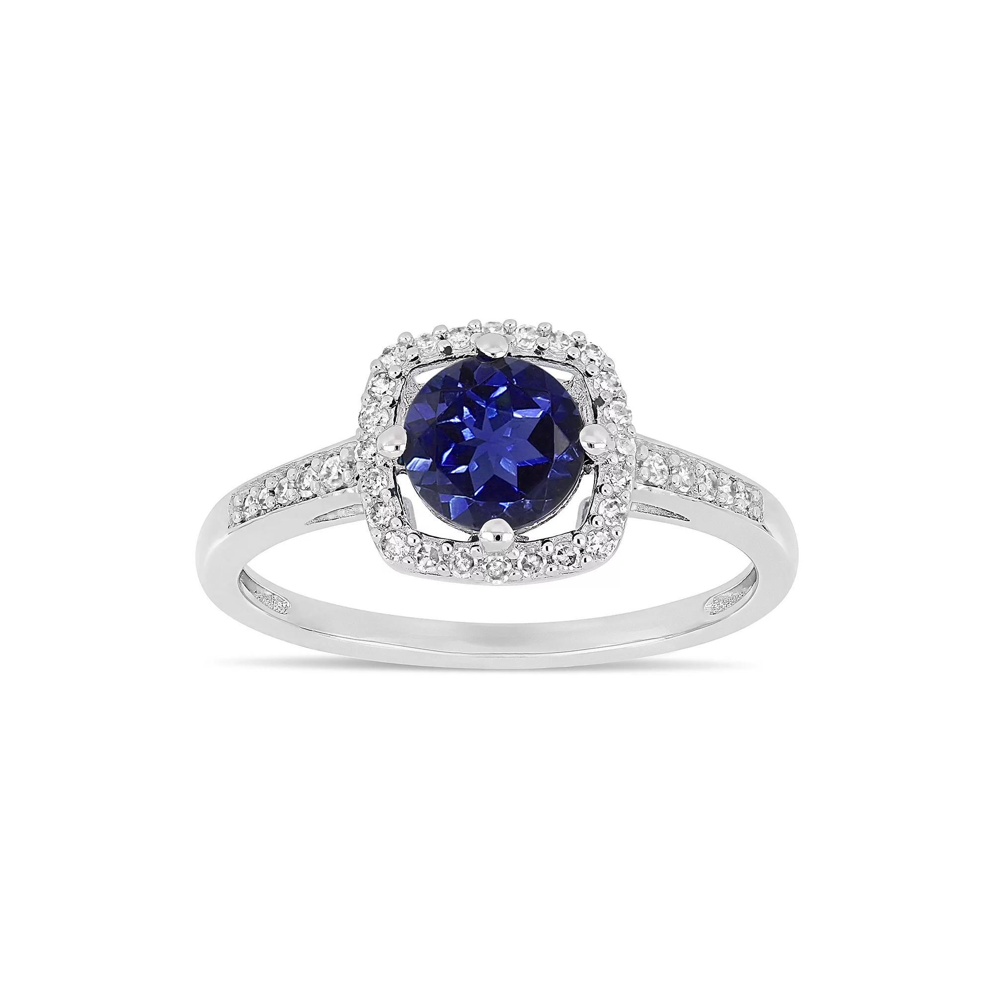 Stella Grace 10k White Gold 1/8 Carat T.W. Diamond Lab-Created Sapphire Frame Ring, Women's, Size: 6, 10k Whgold Product Image