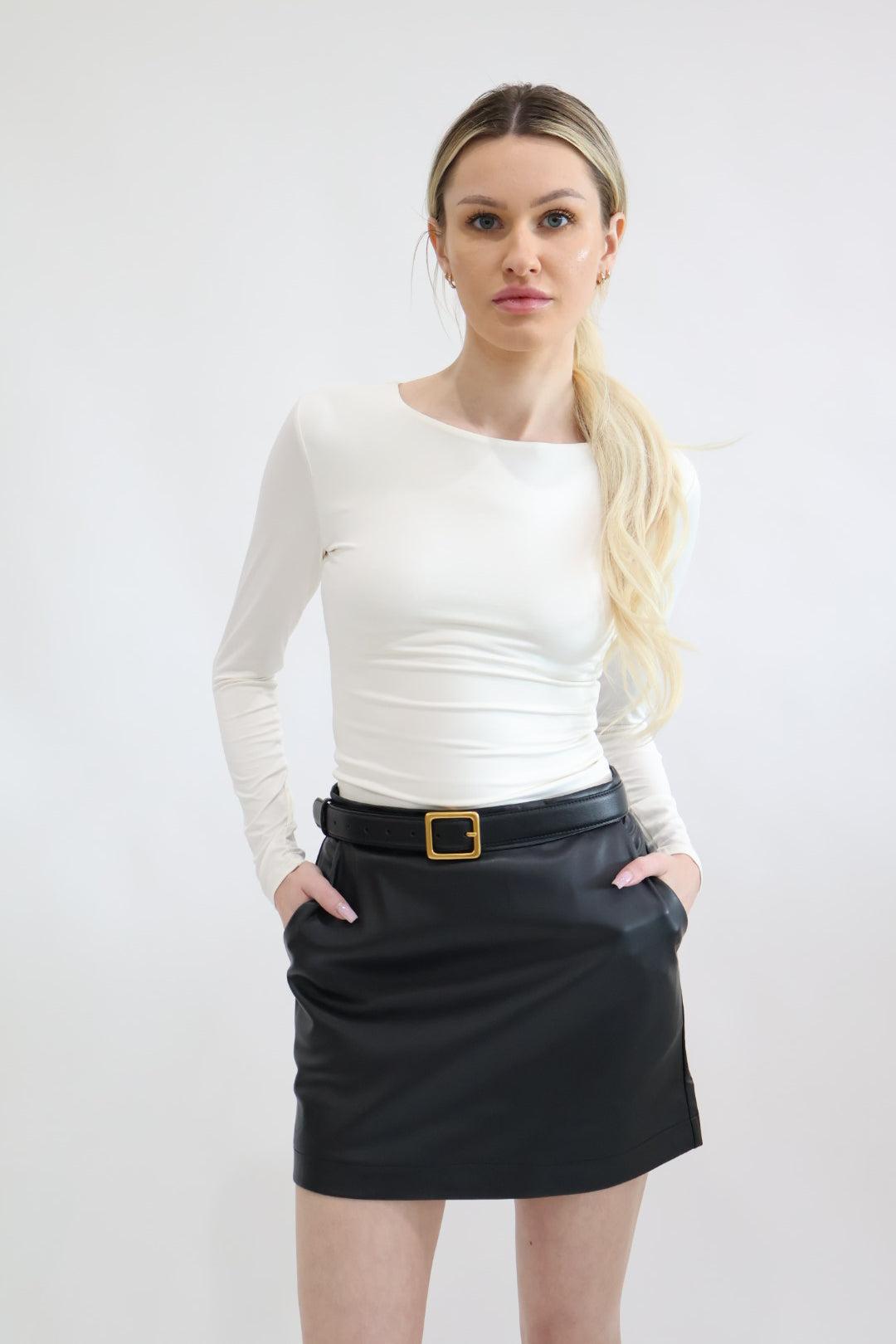 Vegan Leather Black Mini Skirt Product Image