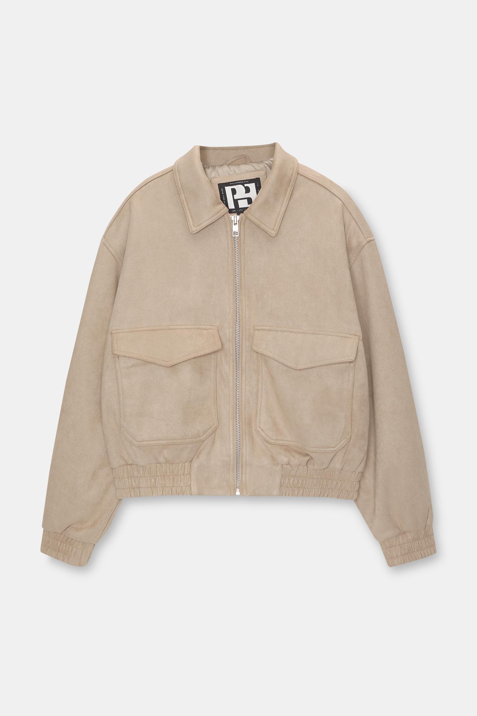 Cropped faux suede jacket Product Image