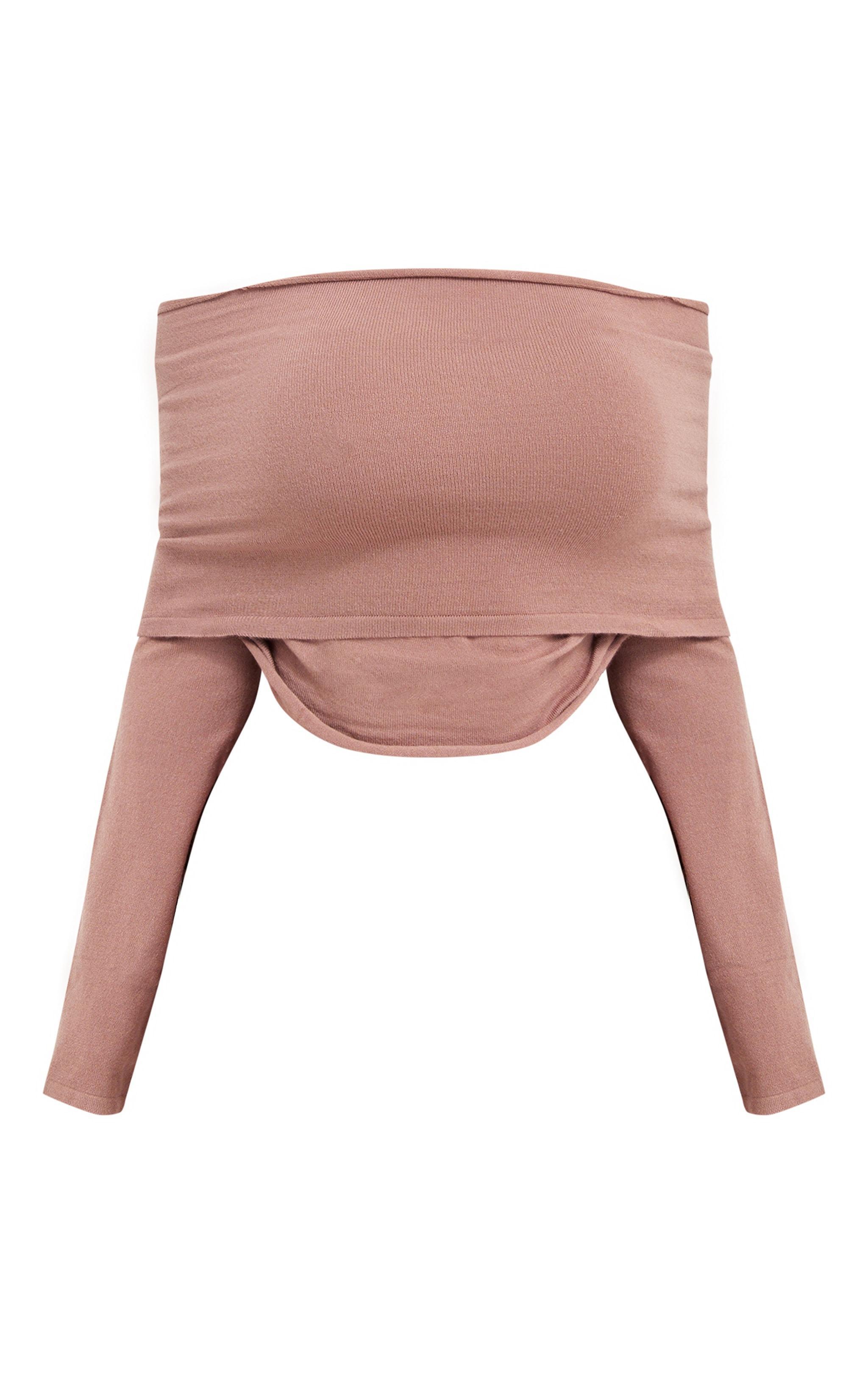 Shape Mocha Soft Knit Extreme Foldover Long Sleeve Ruched Side Top Product Image