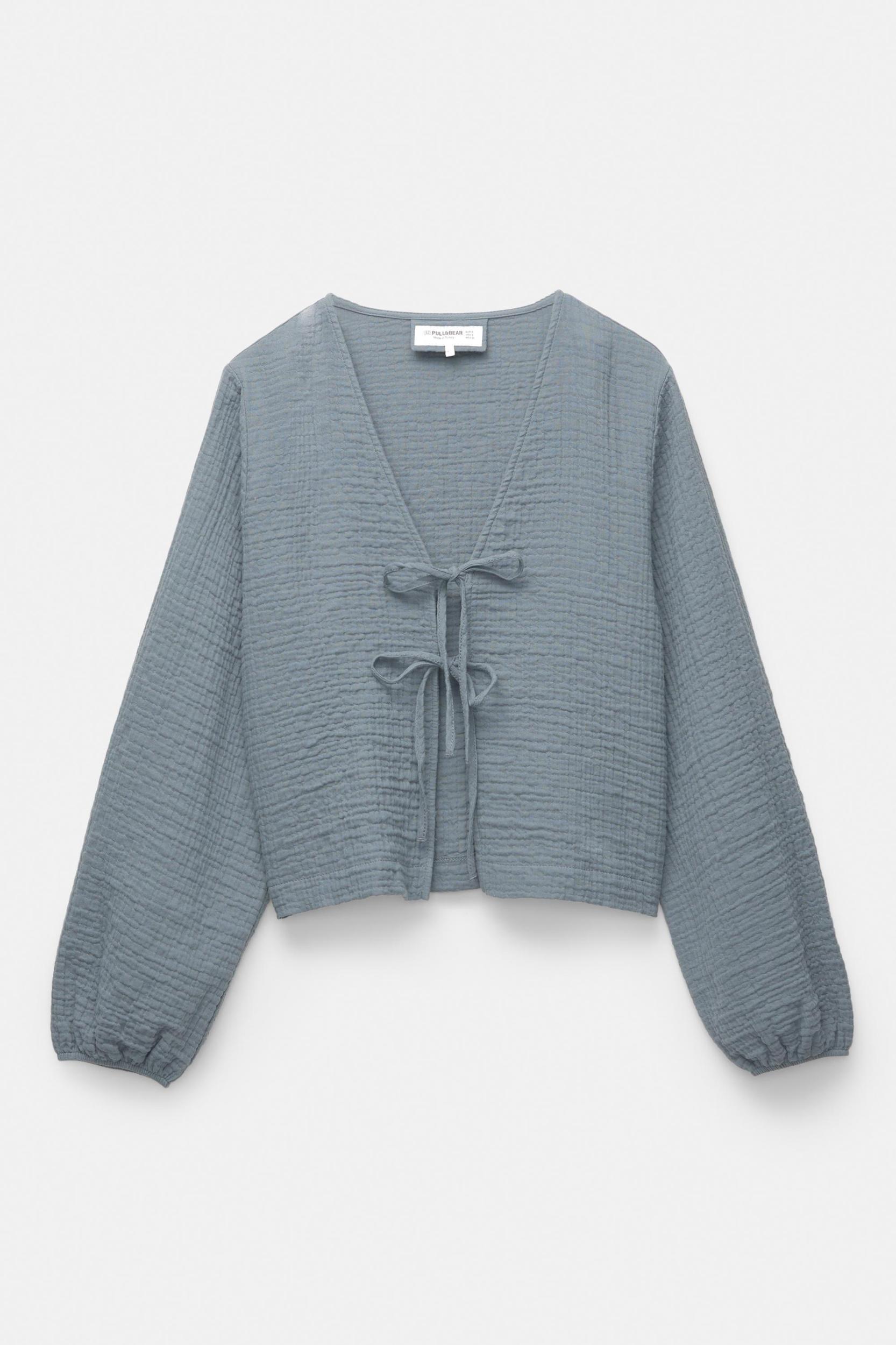 Puff sleeve blouse with ties Product Image