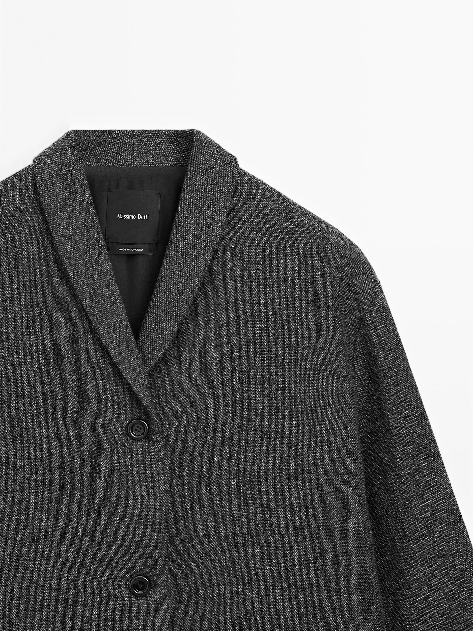 Mid-length wool blend coat with lapel collar Product Image