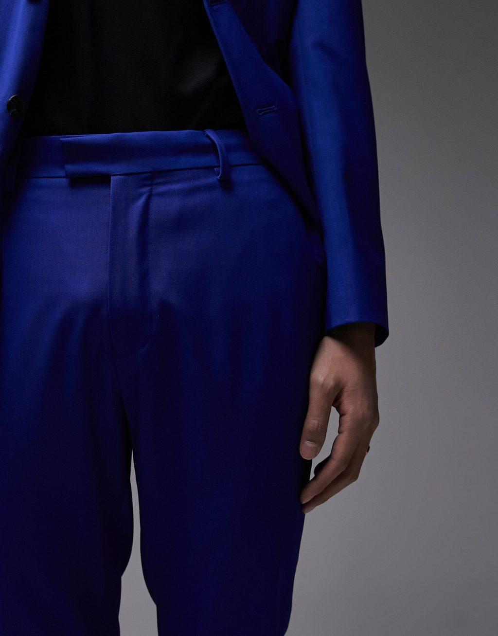 Topman Premium slim suit pants in blue  Product Image