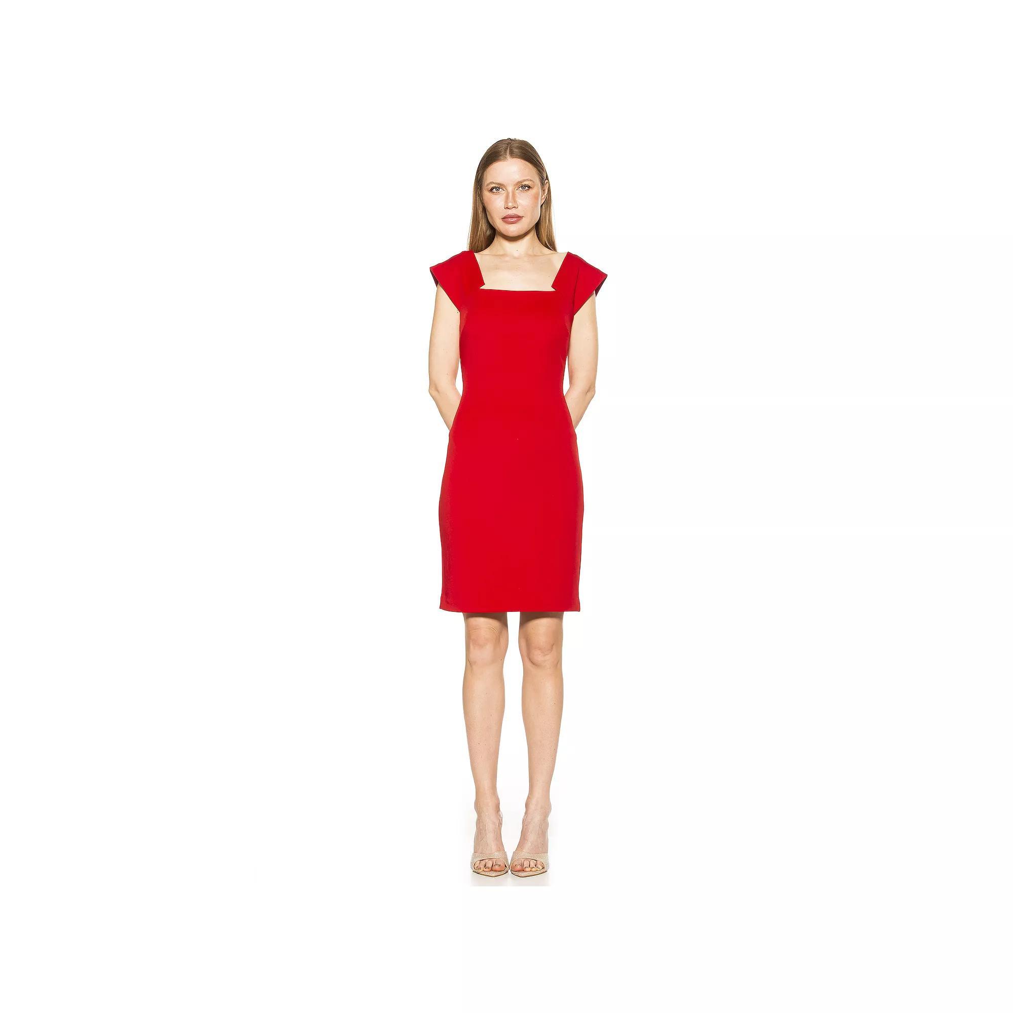 Women's ALEXIA ADMOR Lucinda Modern Scoopneck Sheath Dress, Size: Medium, Red Product Image