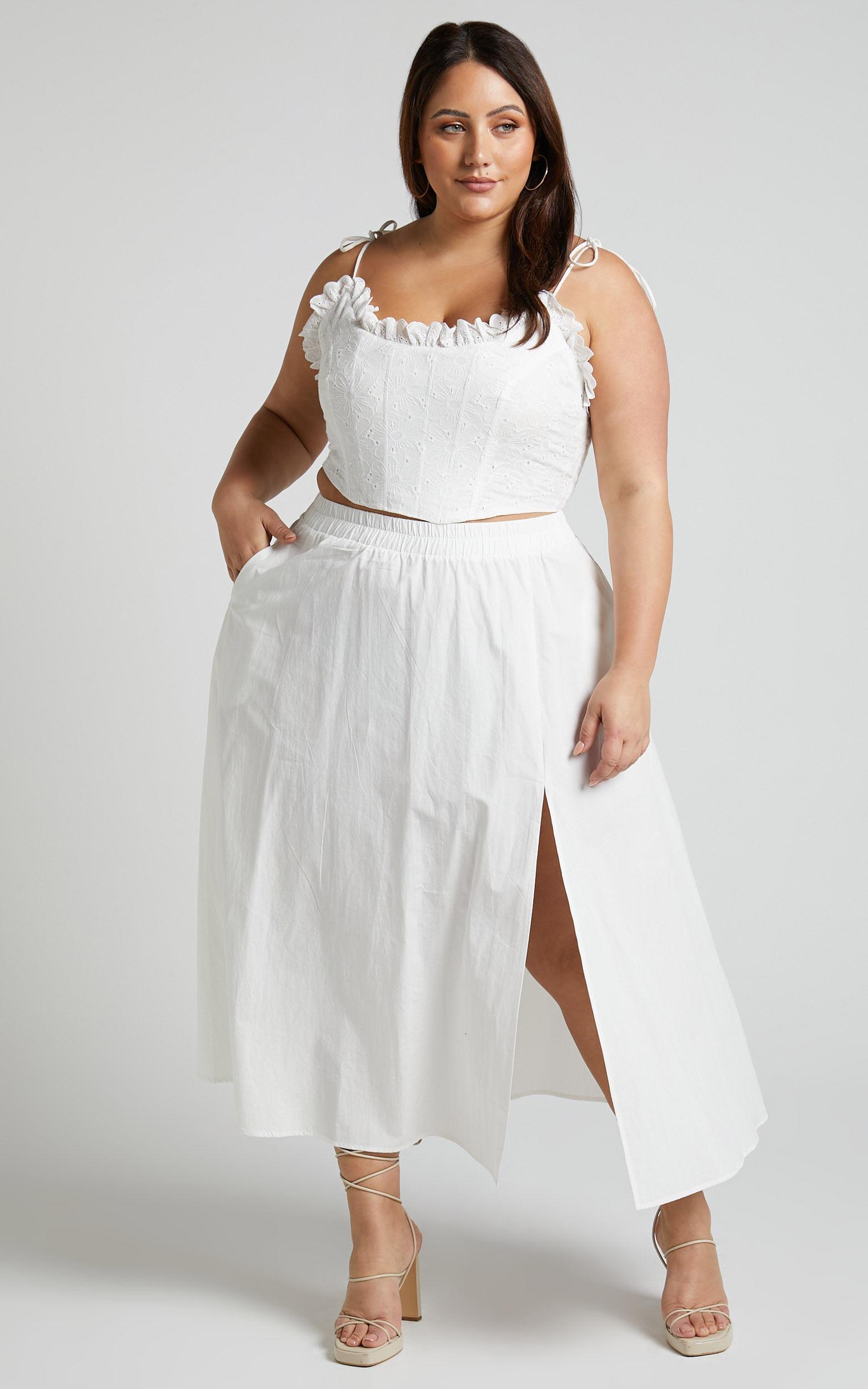 Annika Midi Skirt - Side Split A Line Skirt in Ivory Product Image