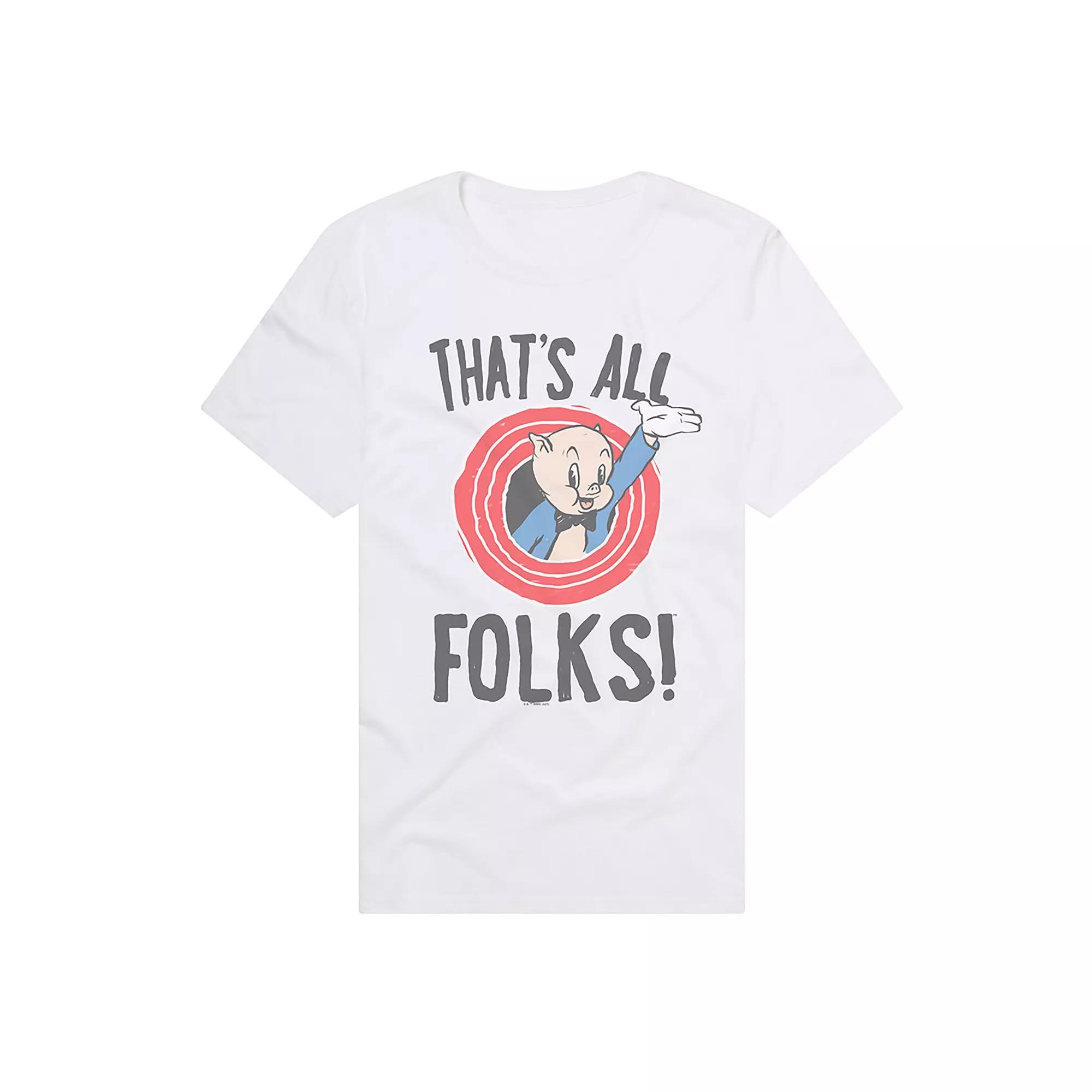 Men's Looney Tunes "That's All Folks" Graphic Tee, Size: XXL, White Product Image