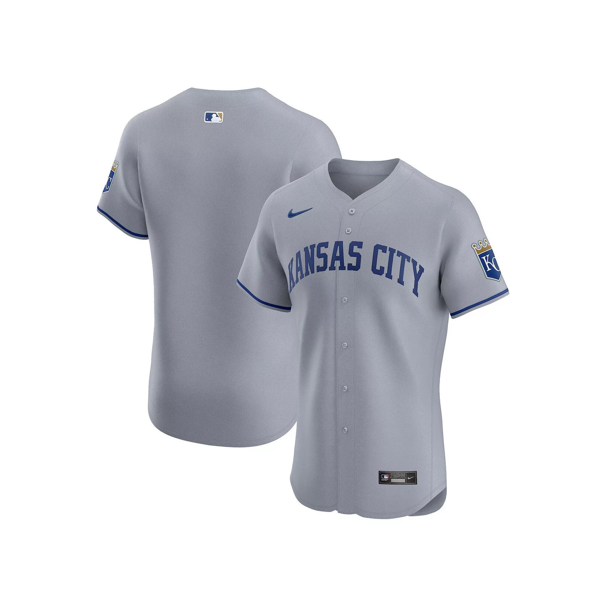 Men's Nike Gray Kansas City Royals Road Vapor Premier Elite Patch Jersey,  Product Image