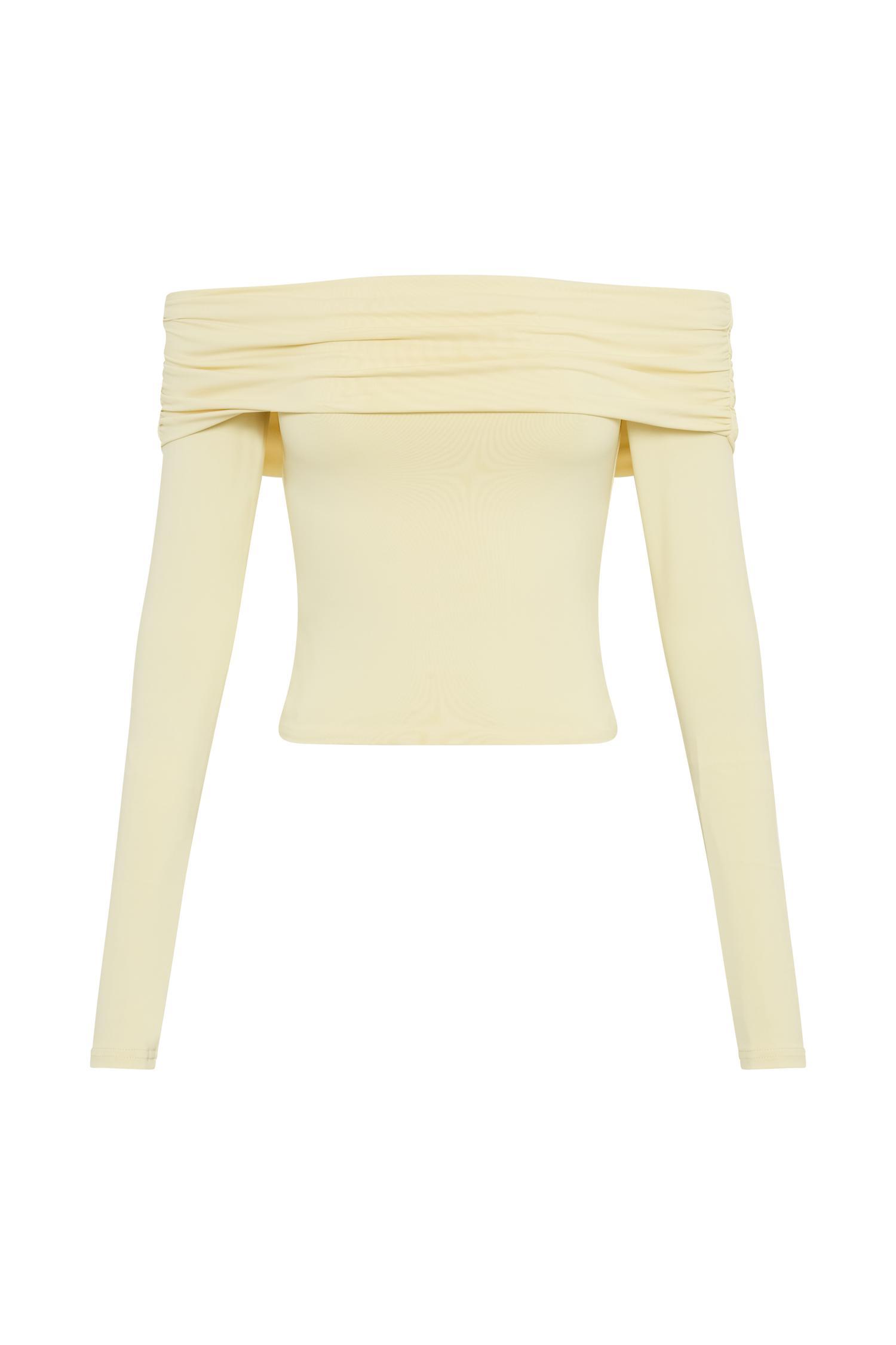 Lucinda Recycled Nylon Off Shoulder Top - Lemon Product Image