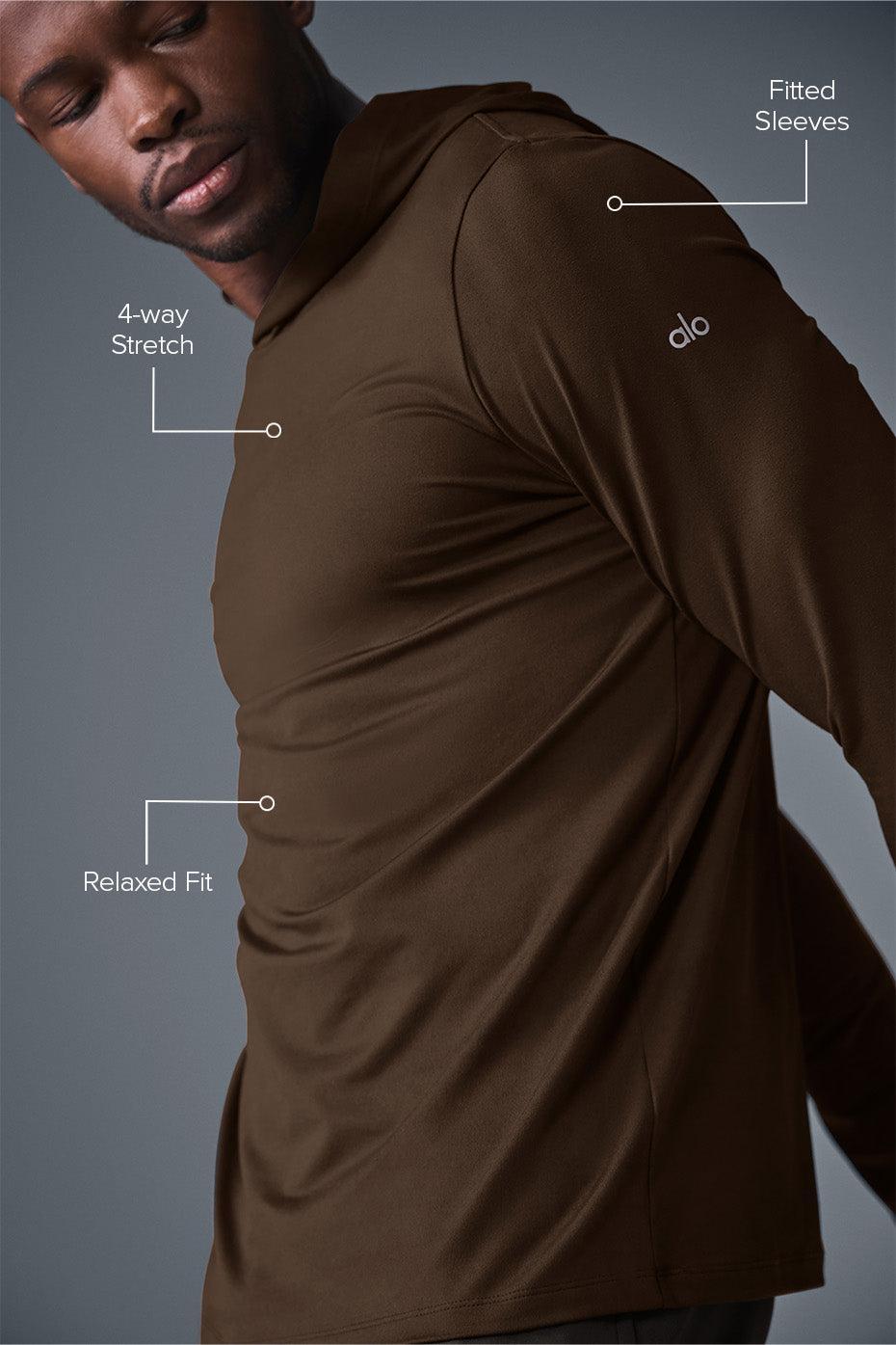 ALO | Conquer Reform Long Sleeve With Hood Sweatshirt Brown Product Image