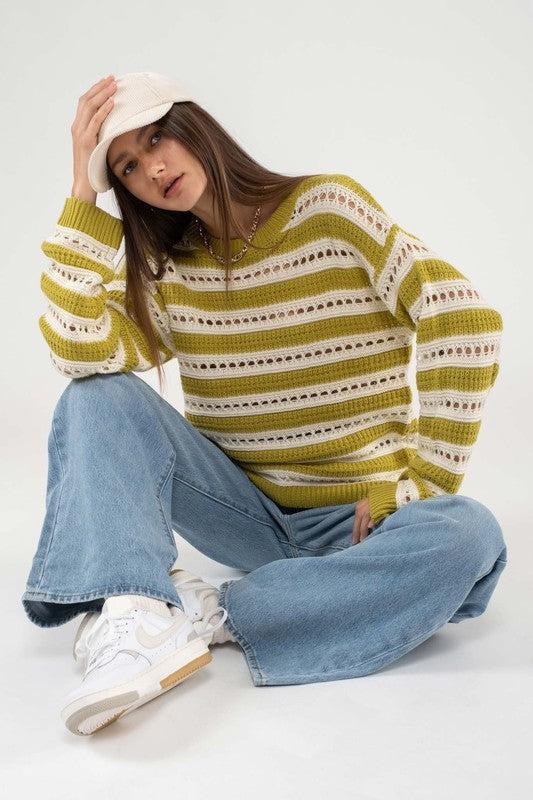 Kiwi Striped Knit Sweater Product Image