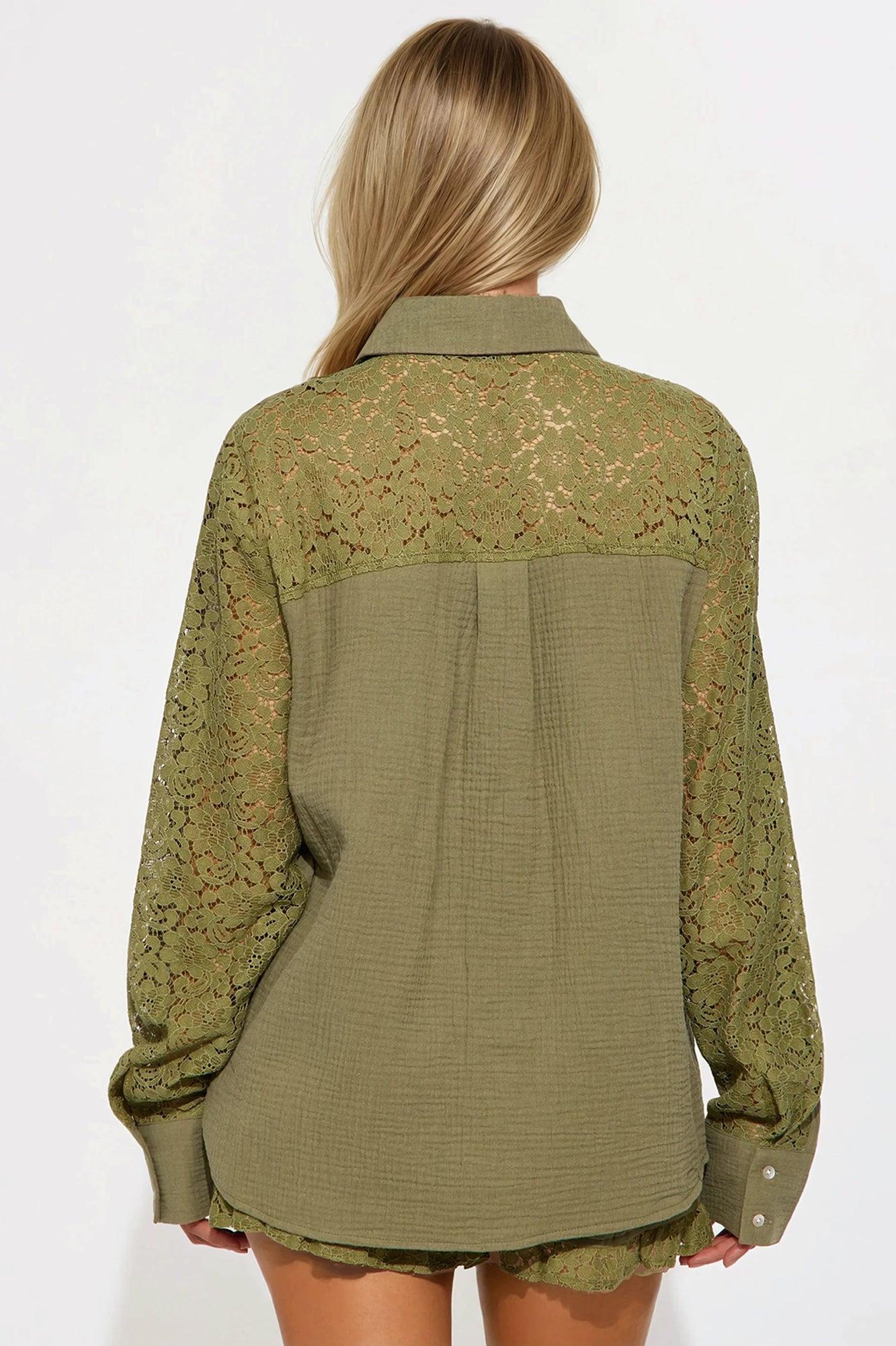 Layla Lace Short Set - Olive Product Image