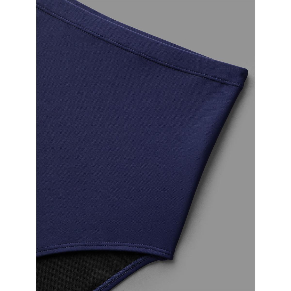 Plus Size Twist Front Adjustable Straps Swim Dress Women's Swimwear Indigo Beach Bodycon Heart neckline High stretch Curve Swim Dresses BloomChic 10/M Product Image