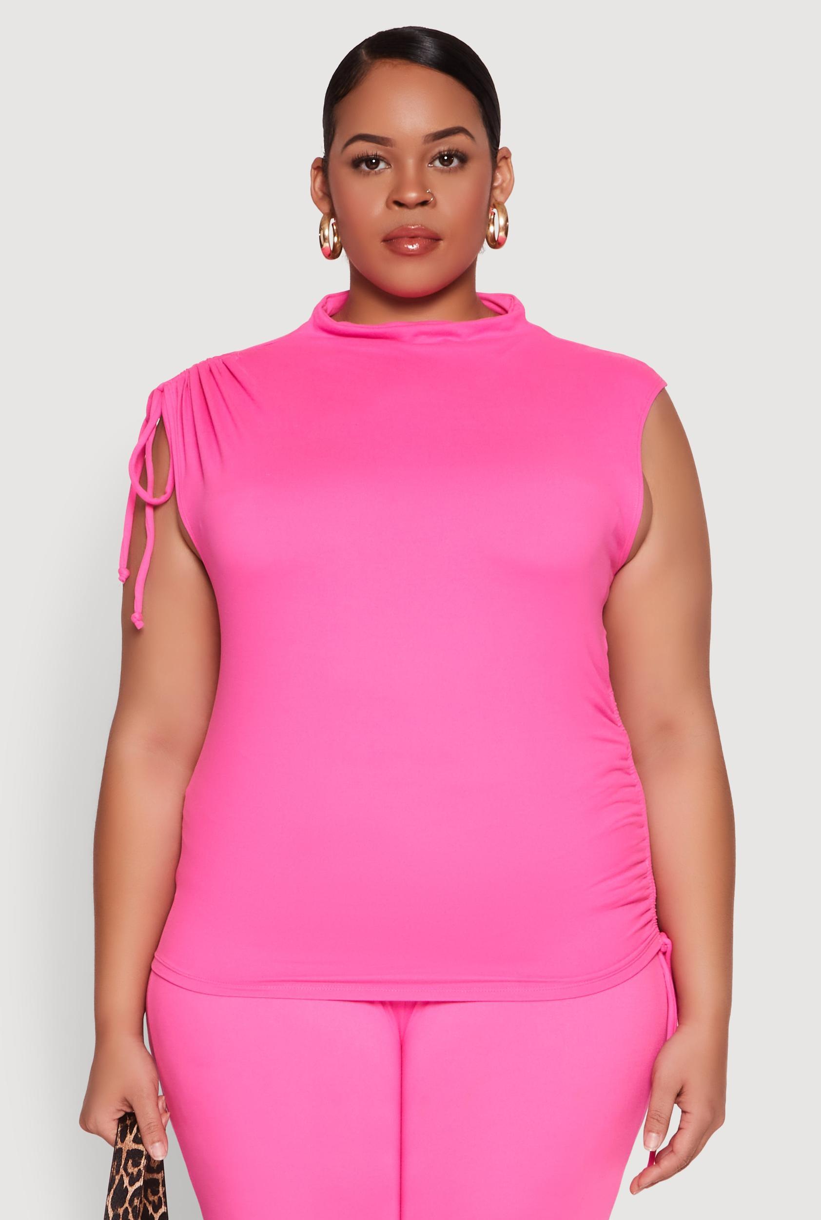 Womens Plus Size Mock Neck Side Ruched Top Product Image