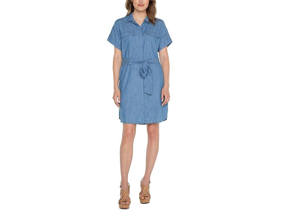 Liverpool Los Angeles Cotton Chambray Shirt Dress Product Image