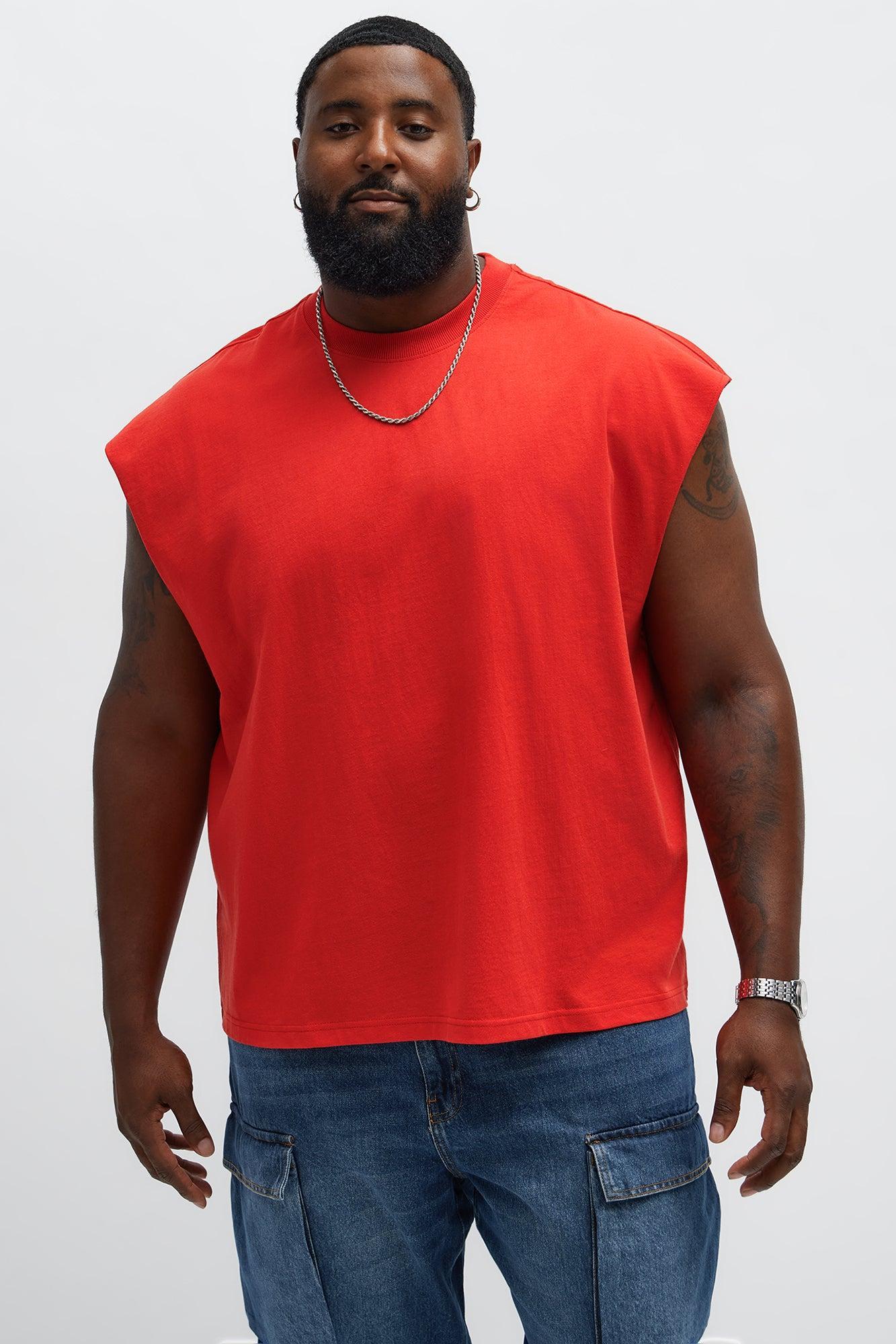 Relaxed Heavyweight Muscle Tee - Red Male Product Image