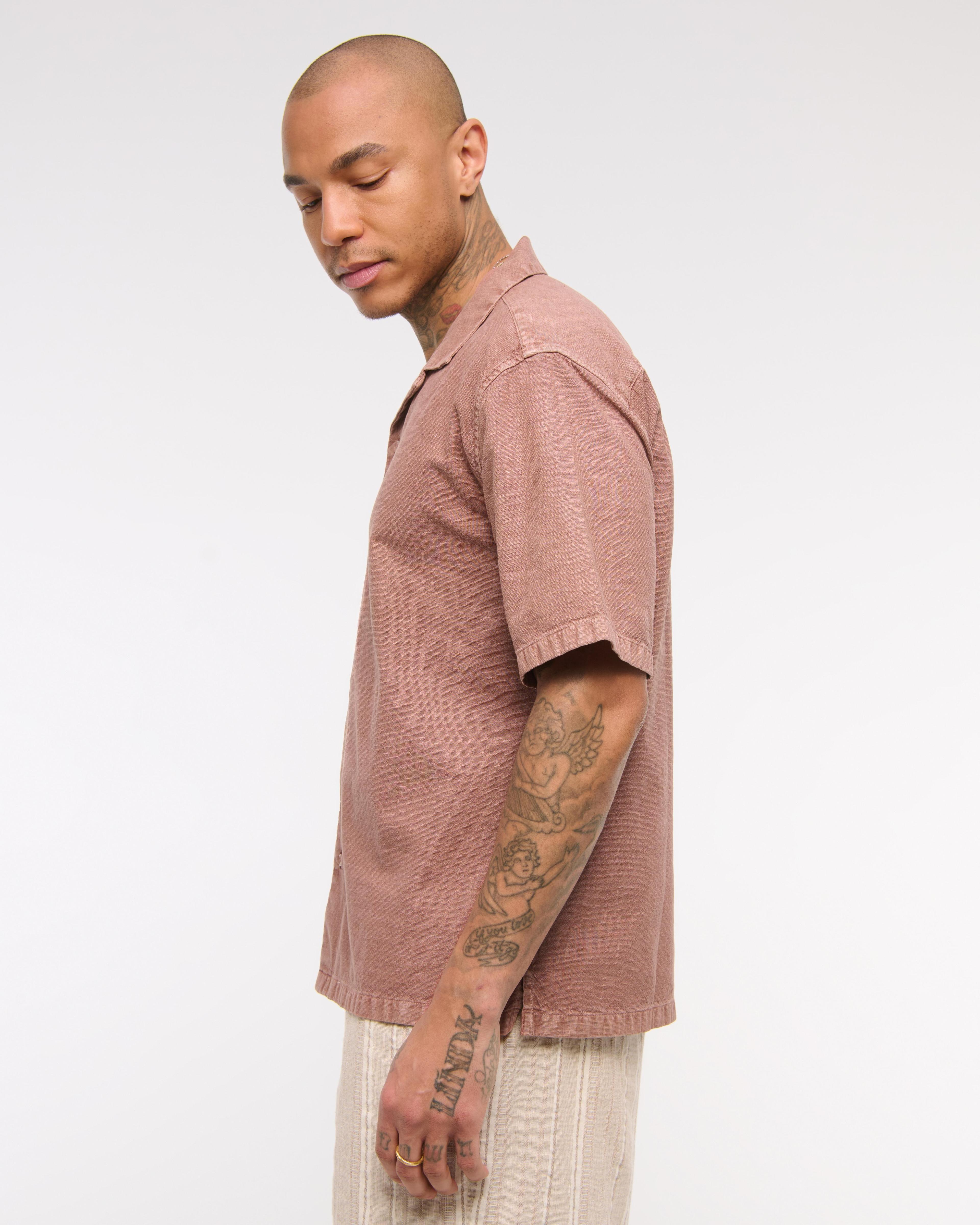 Camp Collar Summer Linen-Blend Shirt Product Image