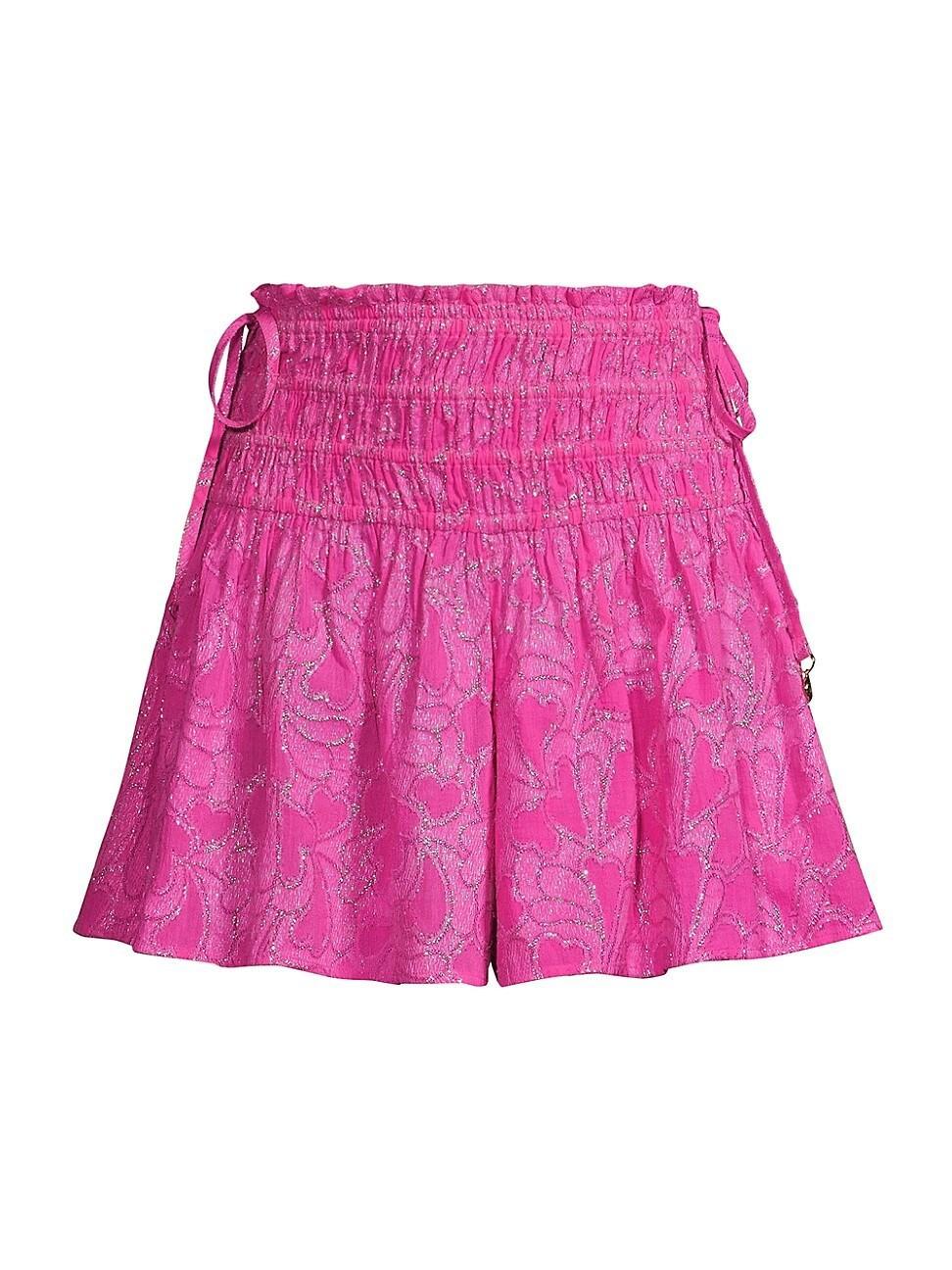 Womens Wendy Heart Cotton-Blend Jacquard Smocked Shorts Product Image